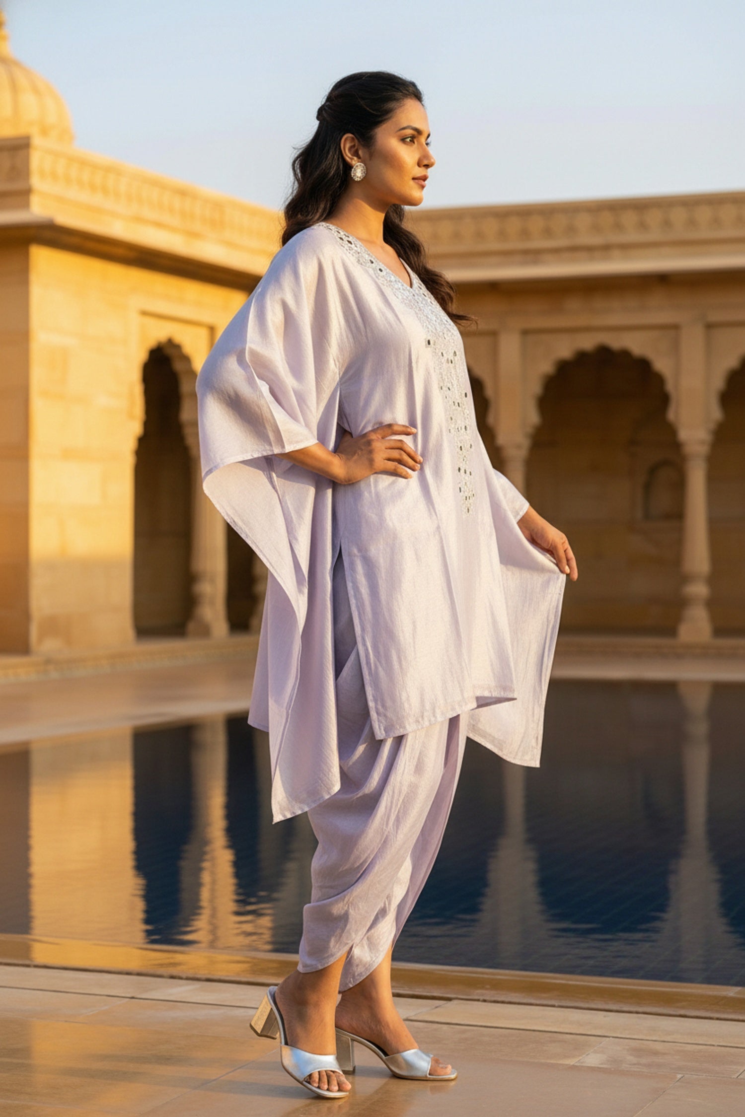 Blue Serenity Kaftan Co-ord with Dhoti Pants