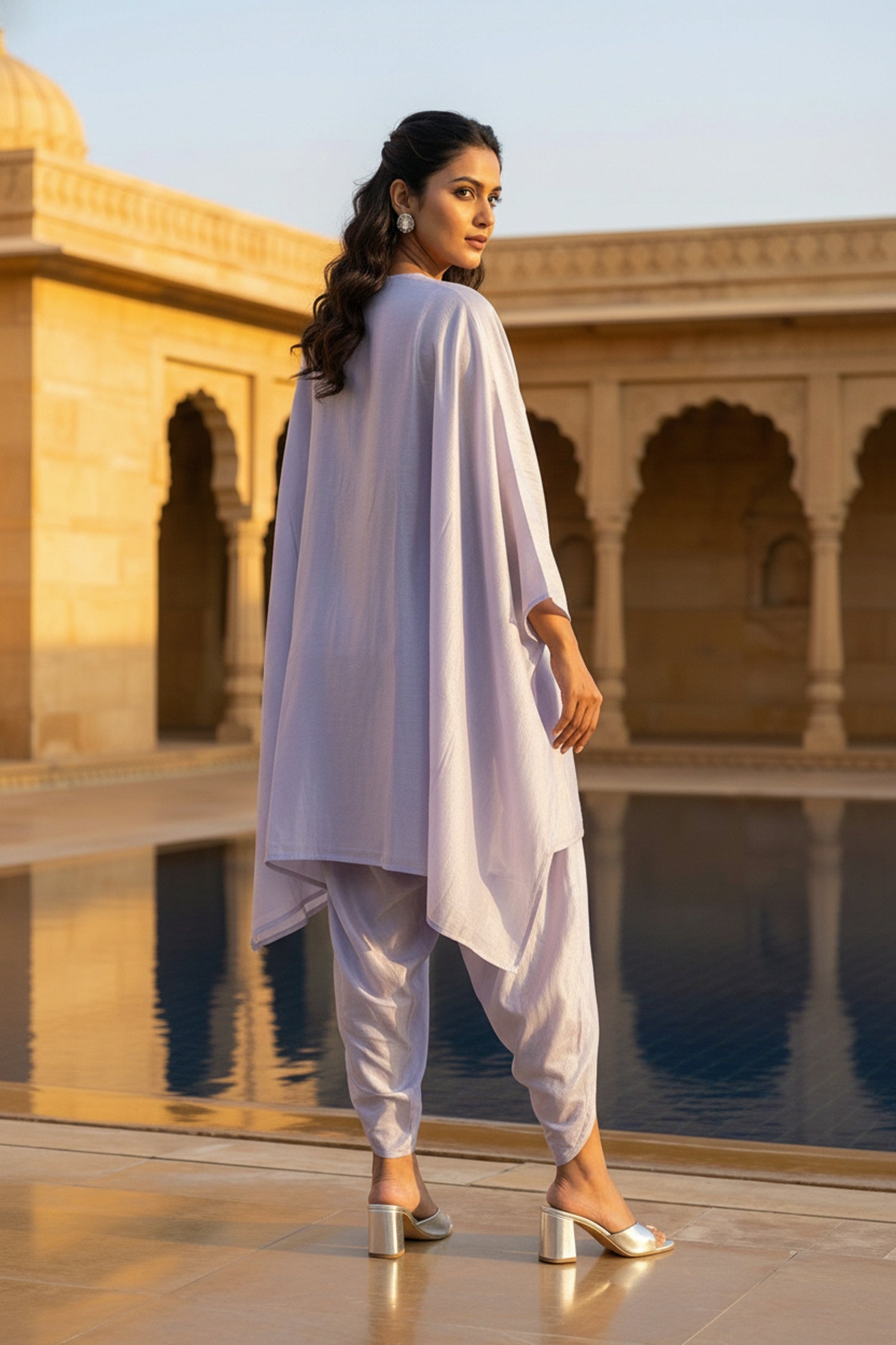 Blue Serenity Kaftan Co-ord with Dhoti Pants