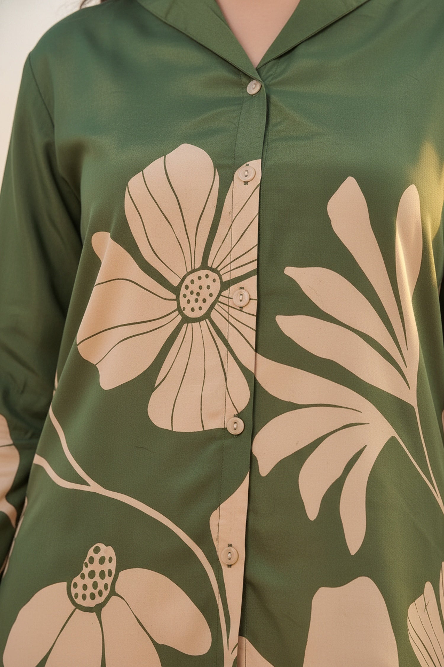 Olive Green Printed Cotton Shirt