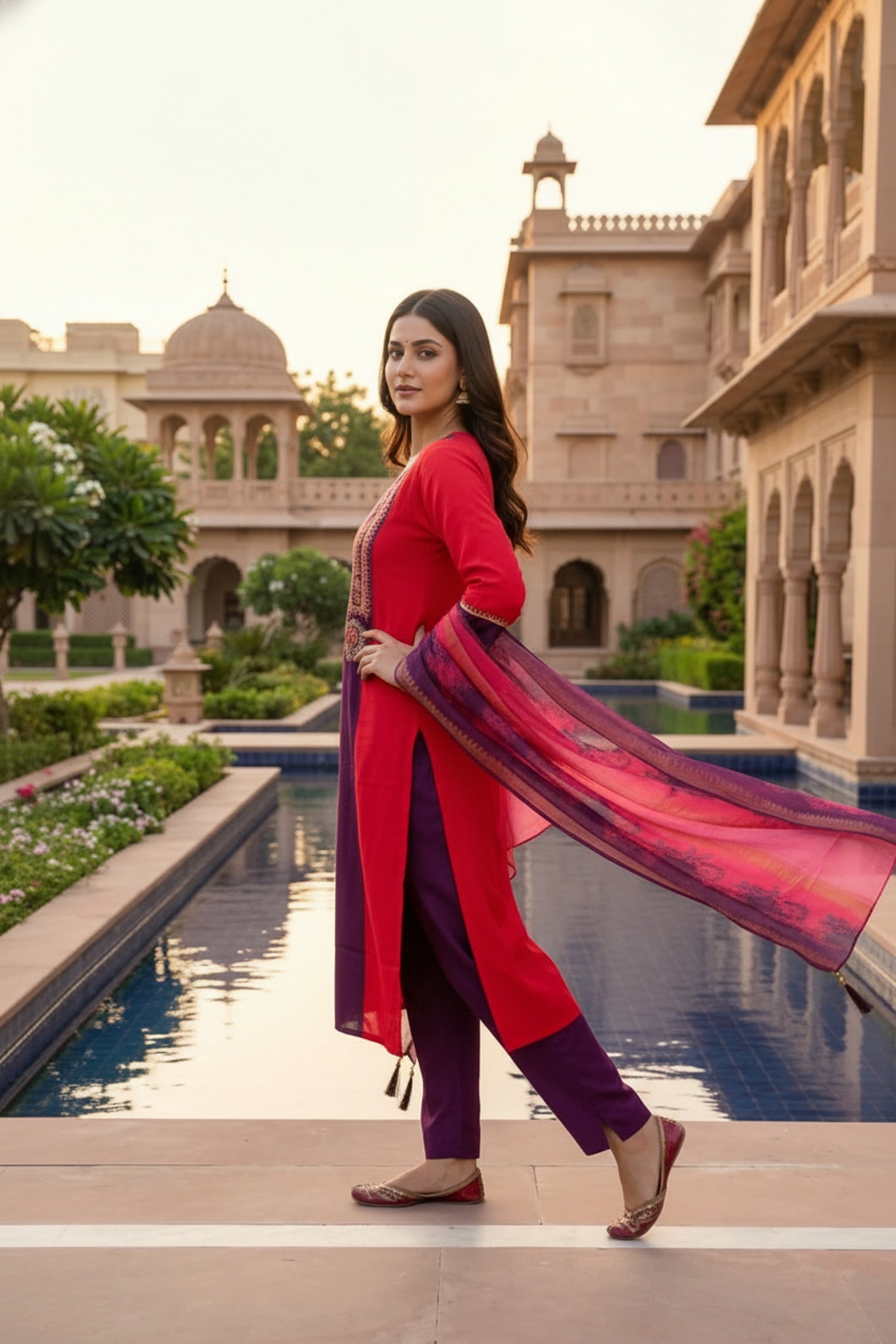 Rani Ethnic Straight Cut Set with Embroidered Design