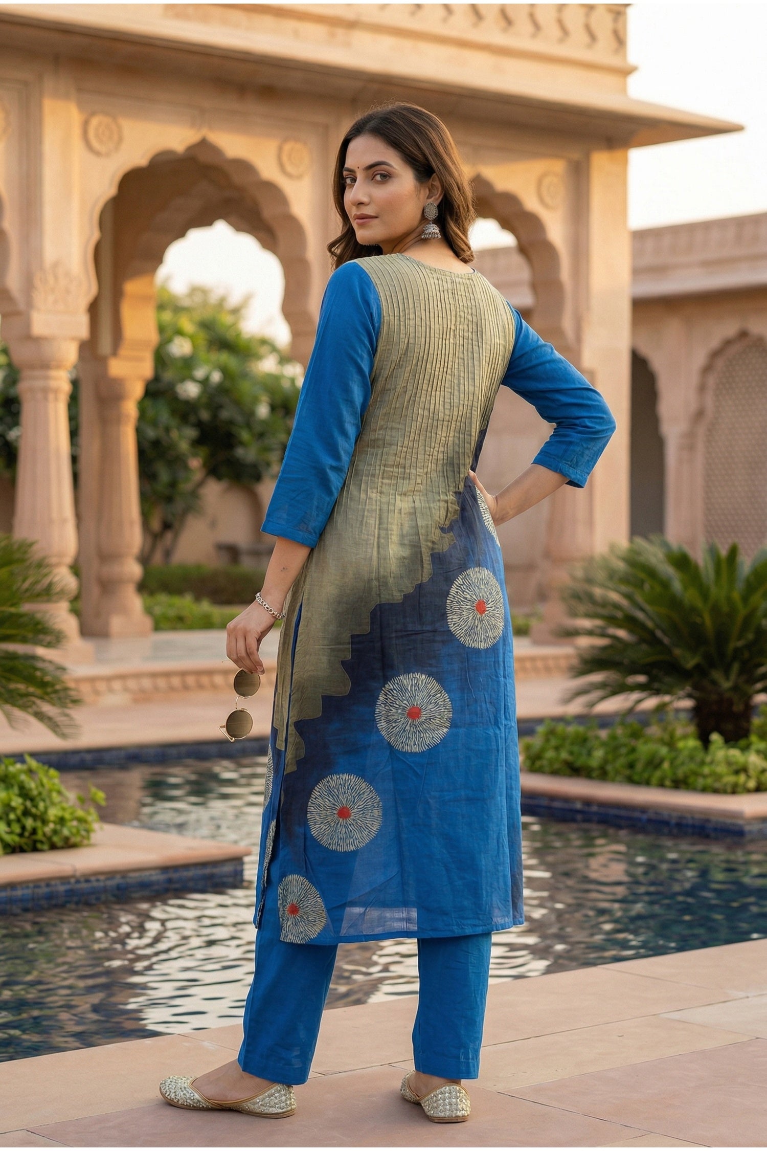 Blue Co-ord Set with Artistic Printed Pattern