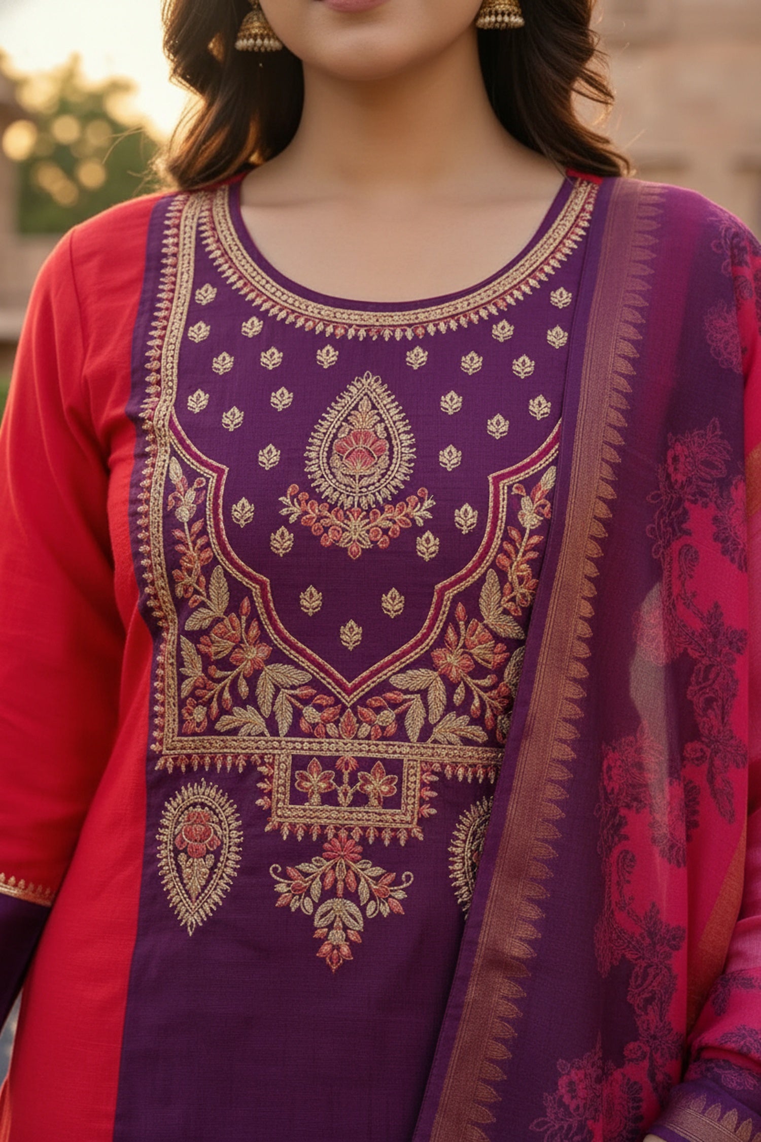 Rani Ethnic Straight Cut Set with Embroidered Design