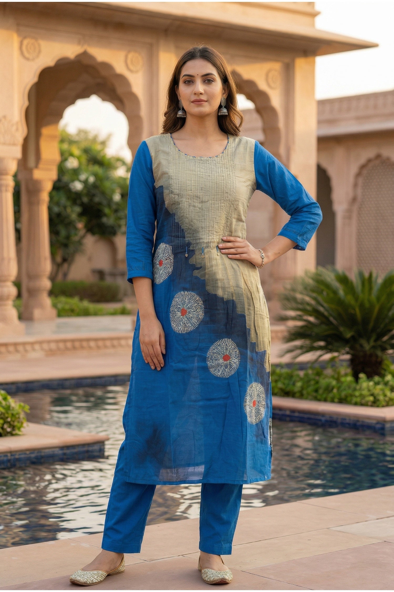 Blue Co-ord Set with Artistic Printed Pattern