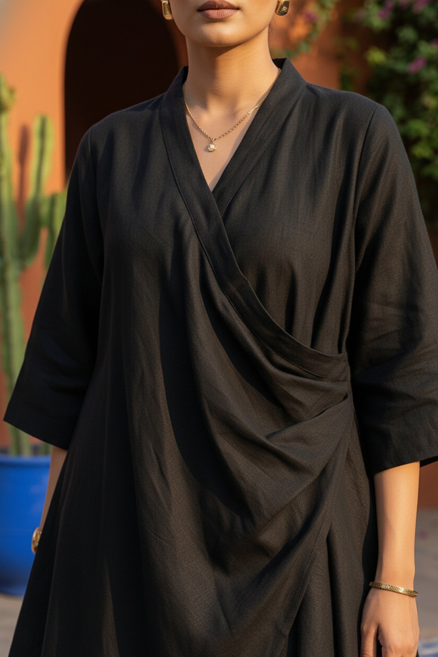 Black High-Low Front Style Cotton Co-ord Set