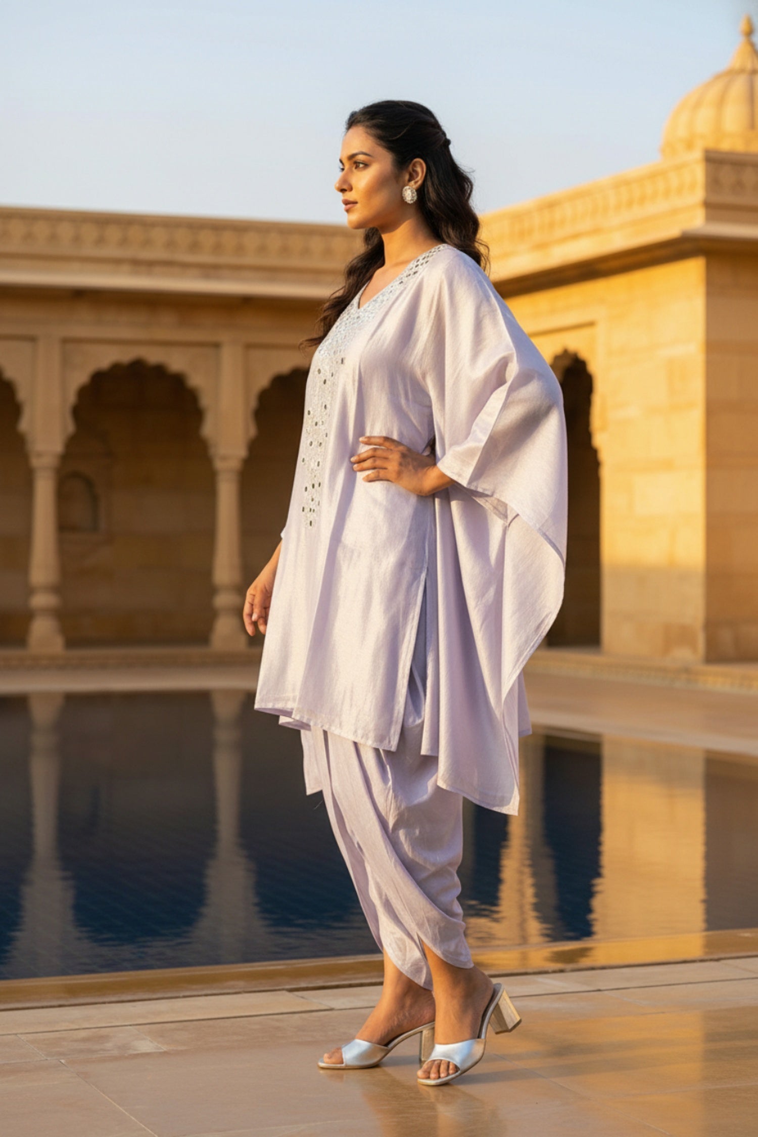 Blue Serenity Kaftan Co-ord with Dhoti Pants