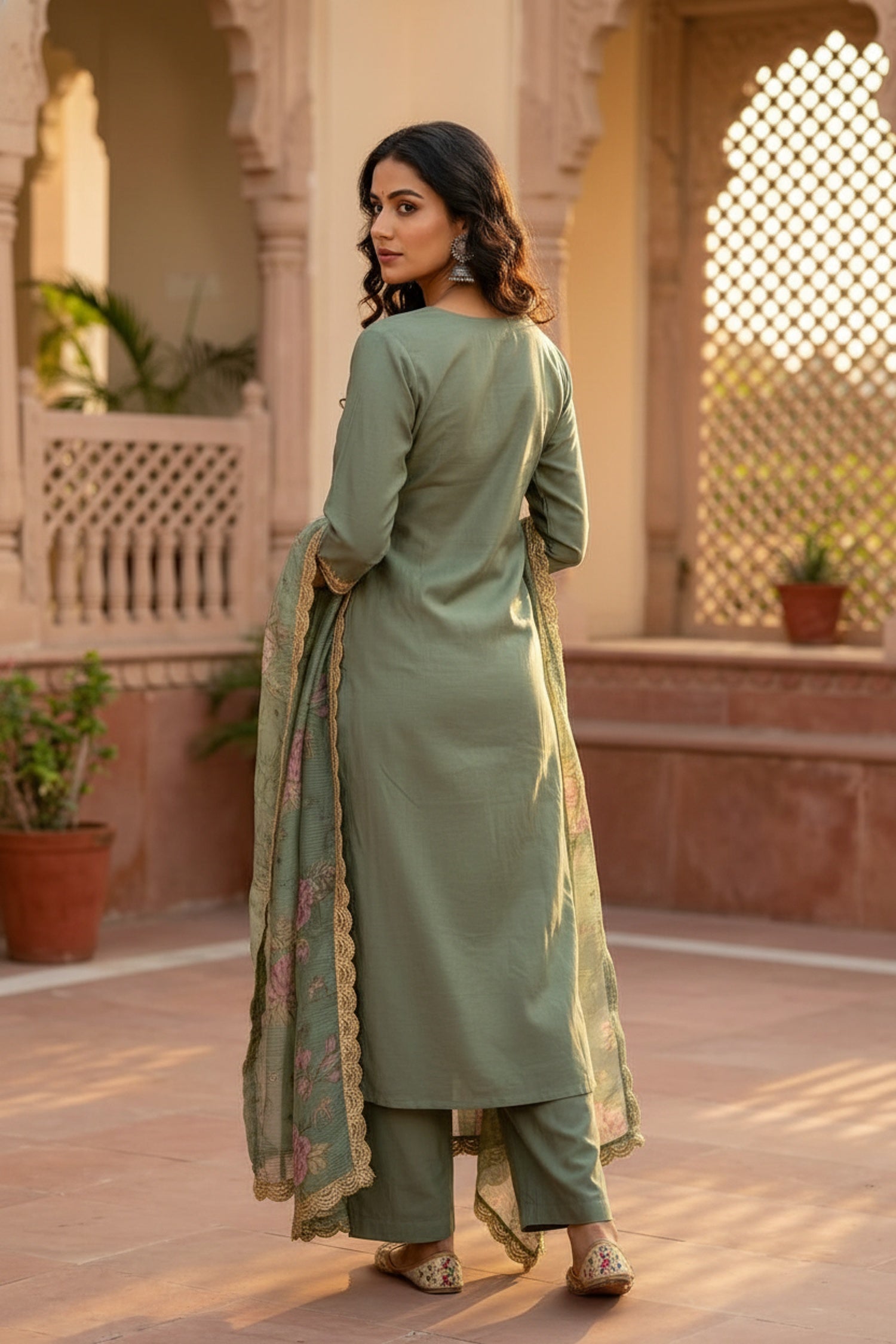Sea Green Serenity Straight-Cut Three Piece Suit Set