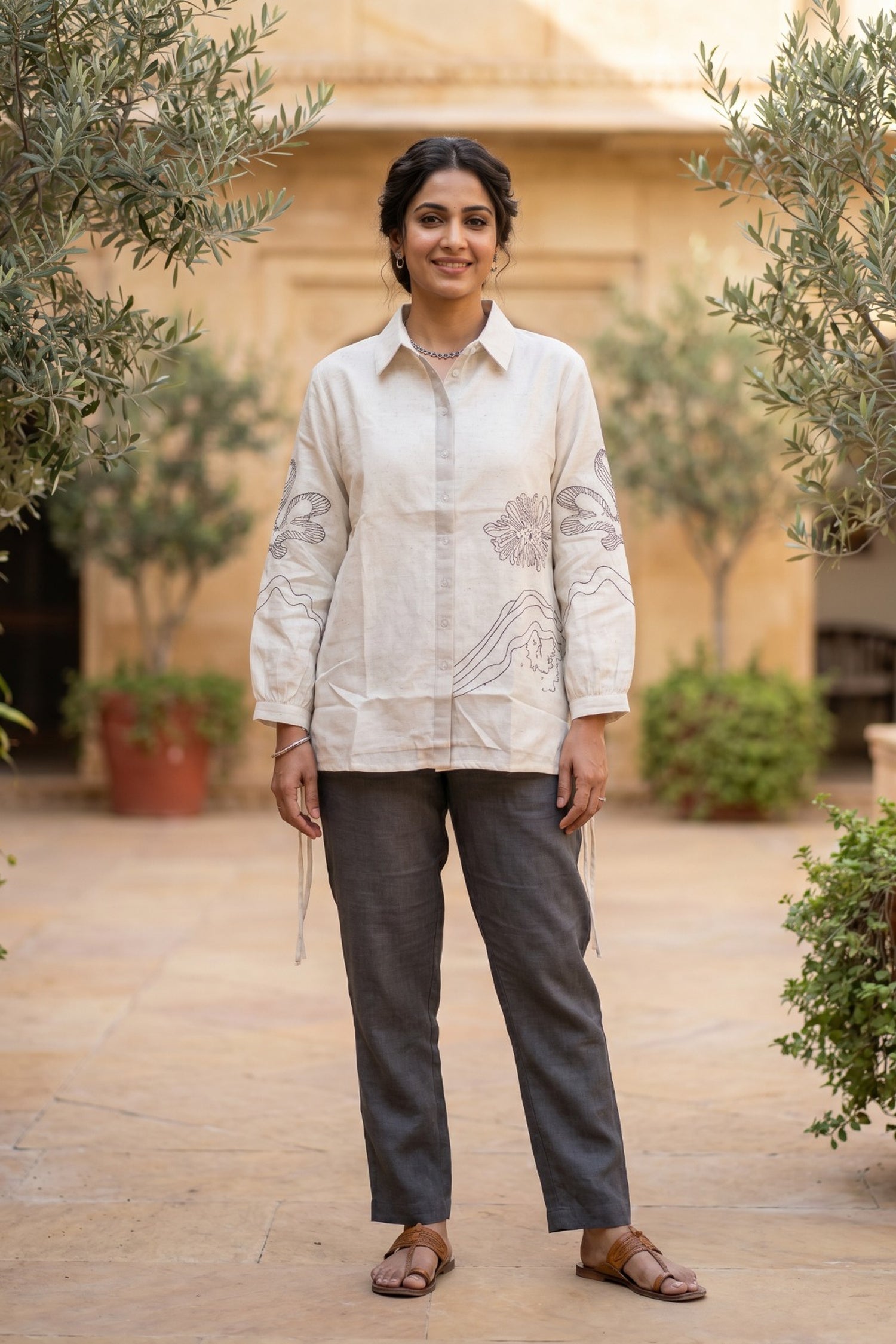 Relaxed Fit cotton White Shirt.