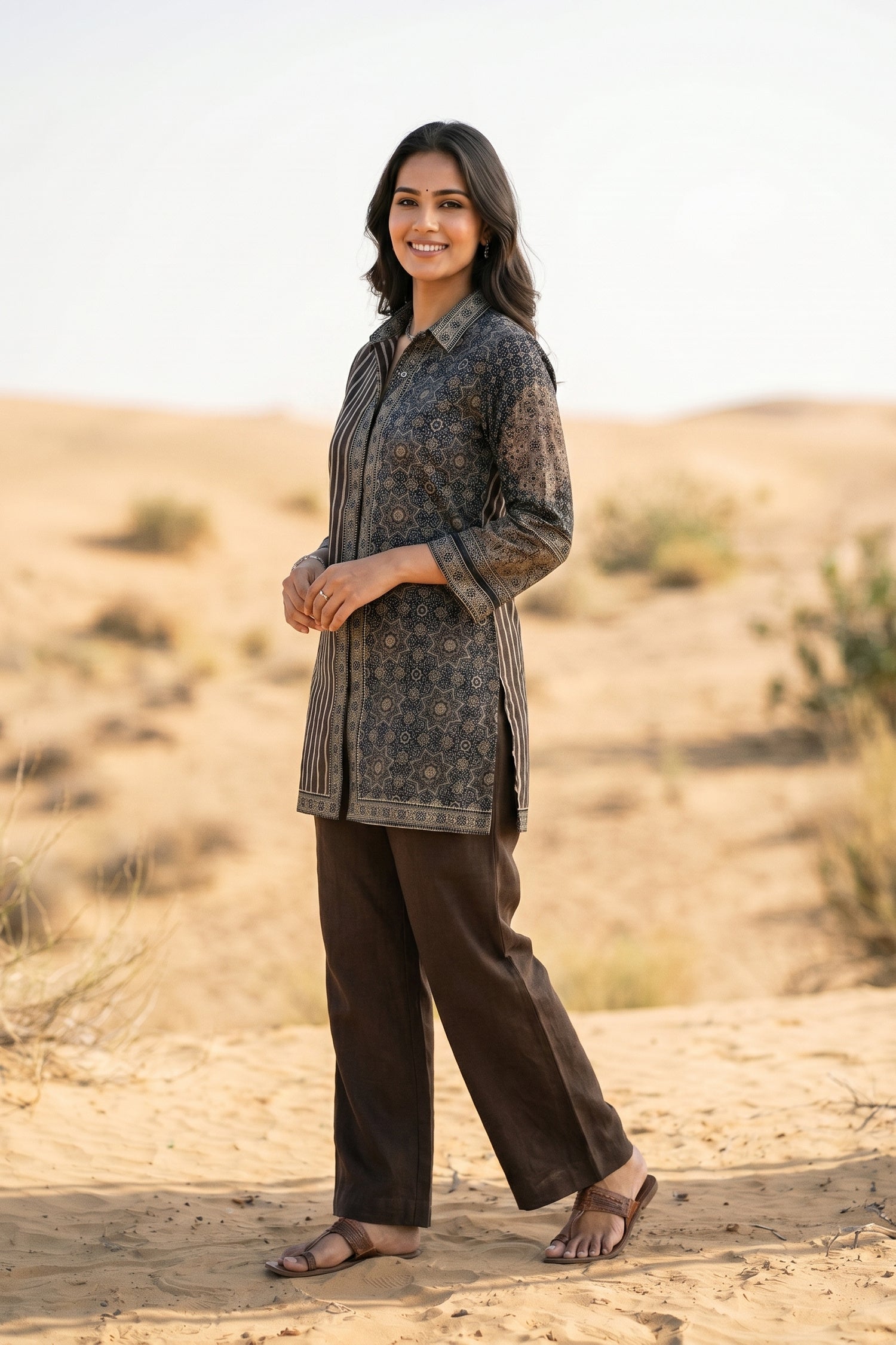 Relaxed Fit Printed Crepe Shirt