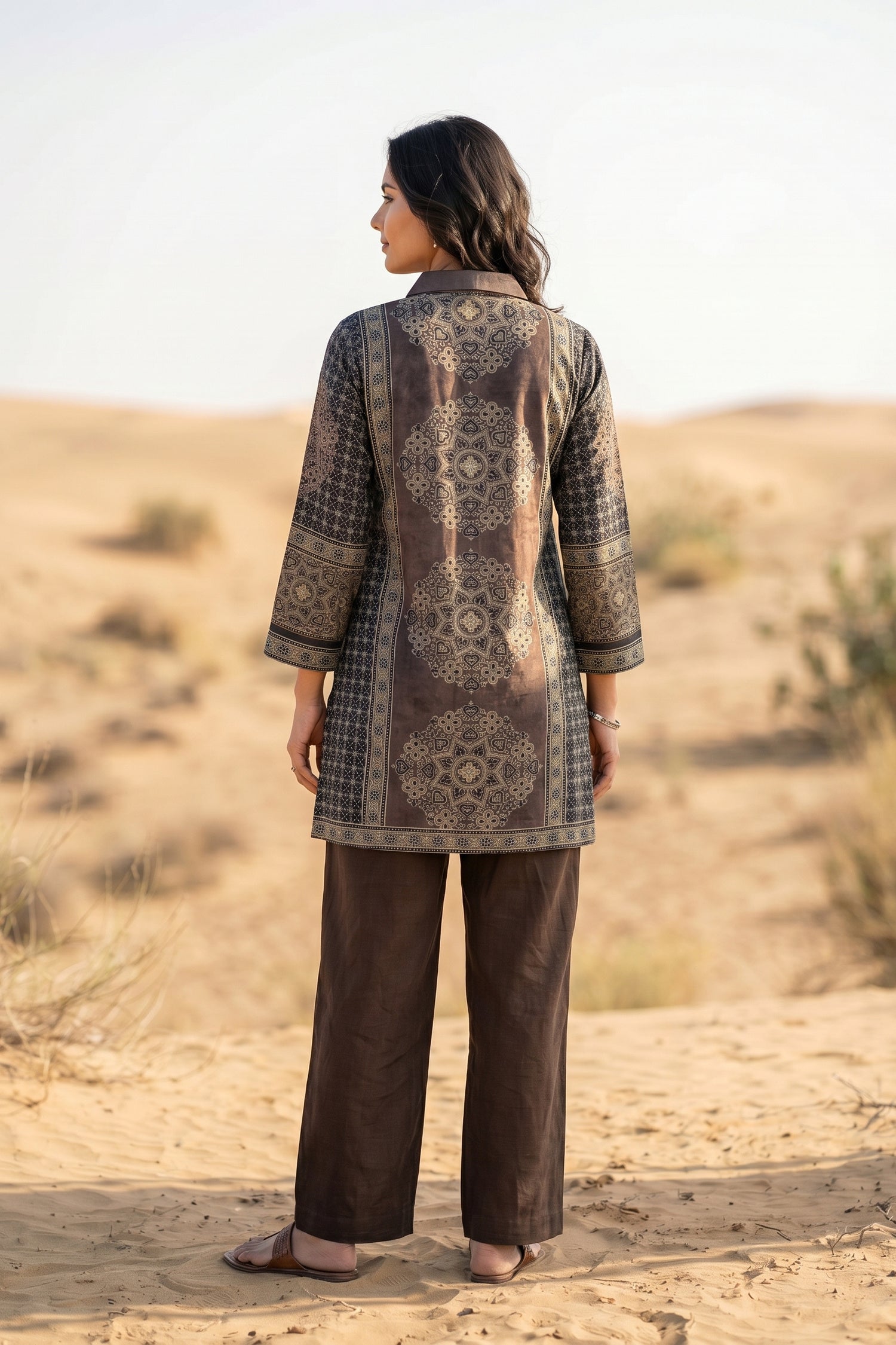 Relaxed Fit Printed Crepe Shirt