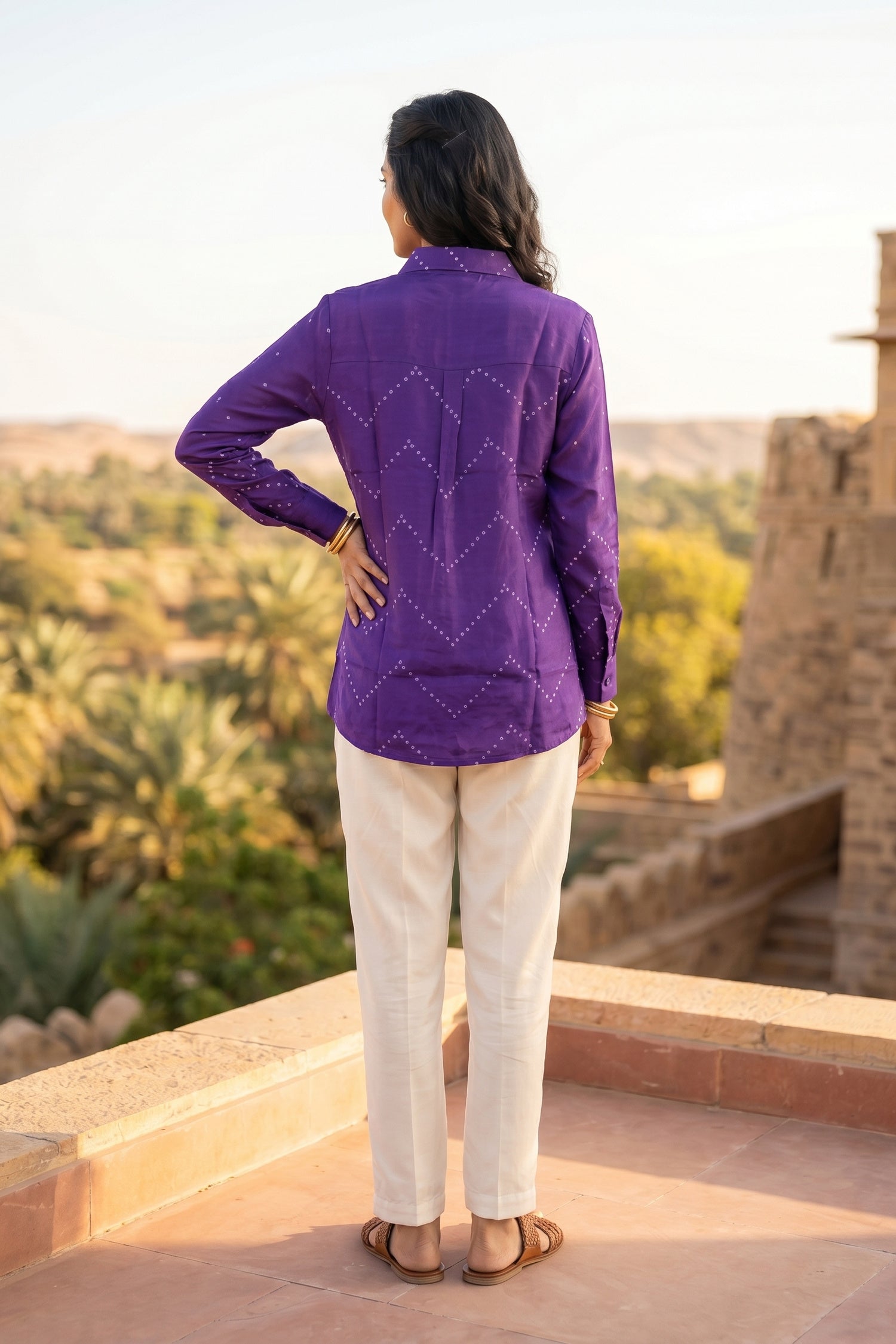 Rich Purple Crepe Relaxed Fit Shirt