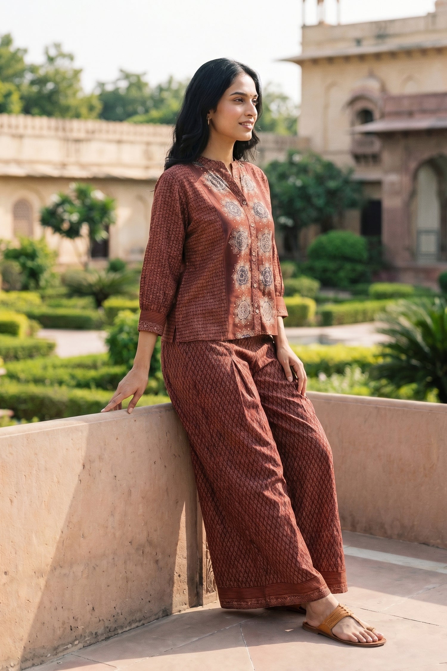 Maroon Abstract Print Co-ord Set