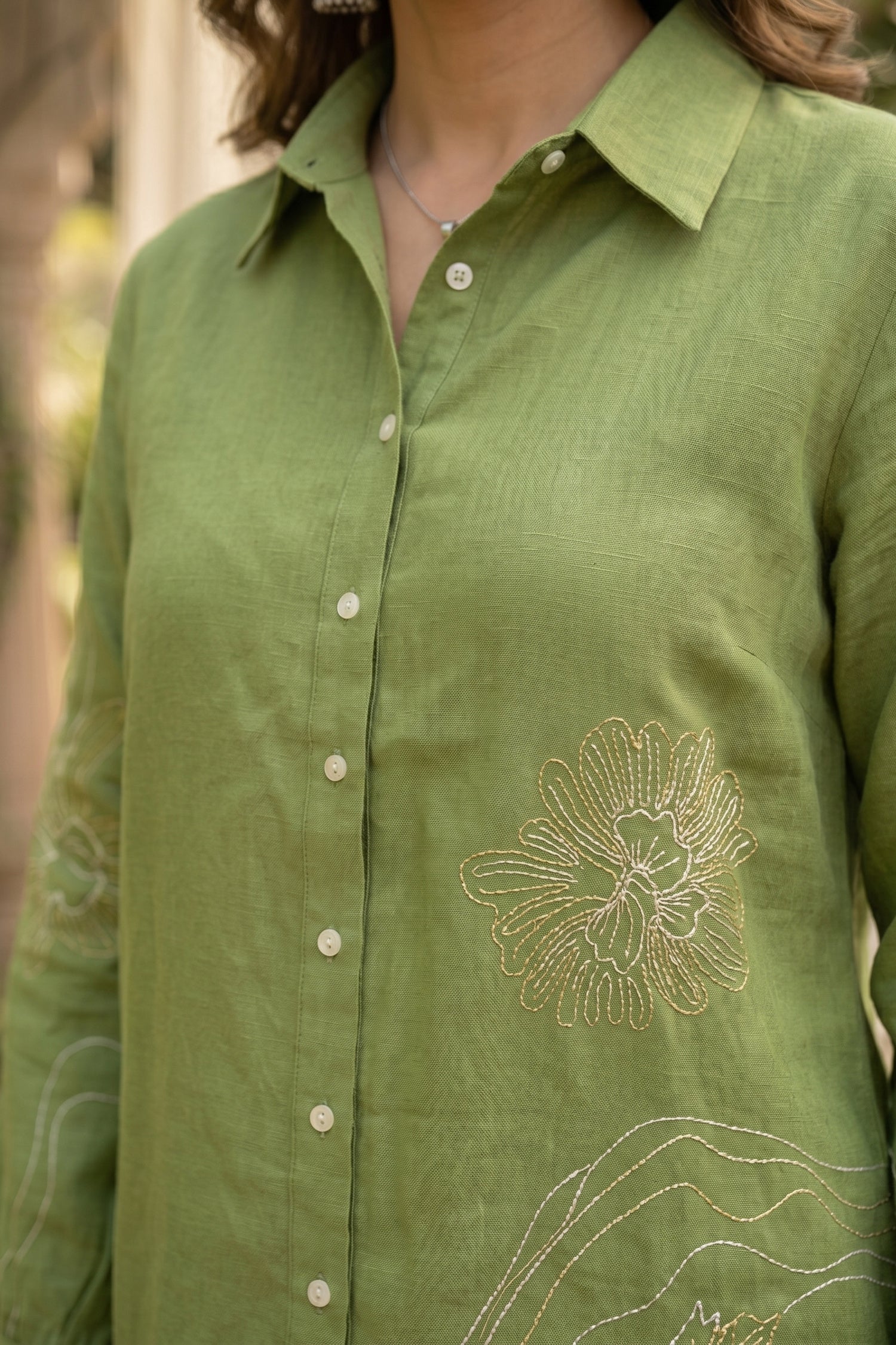 Relaxed Fit cotton Green Shirt.