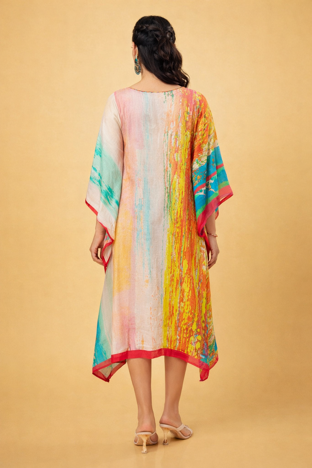 Freyaa Vibrant Multicolor Long Kaftan with Modern Flair