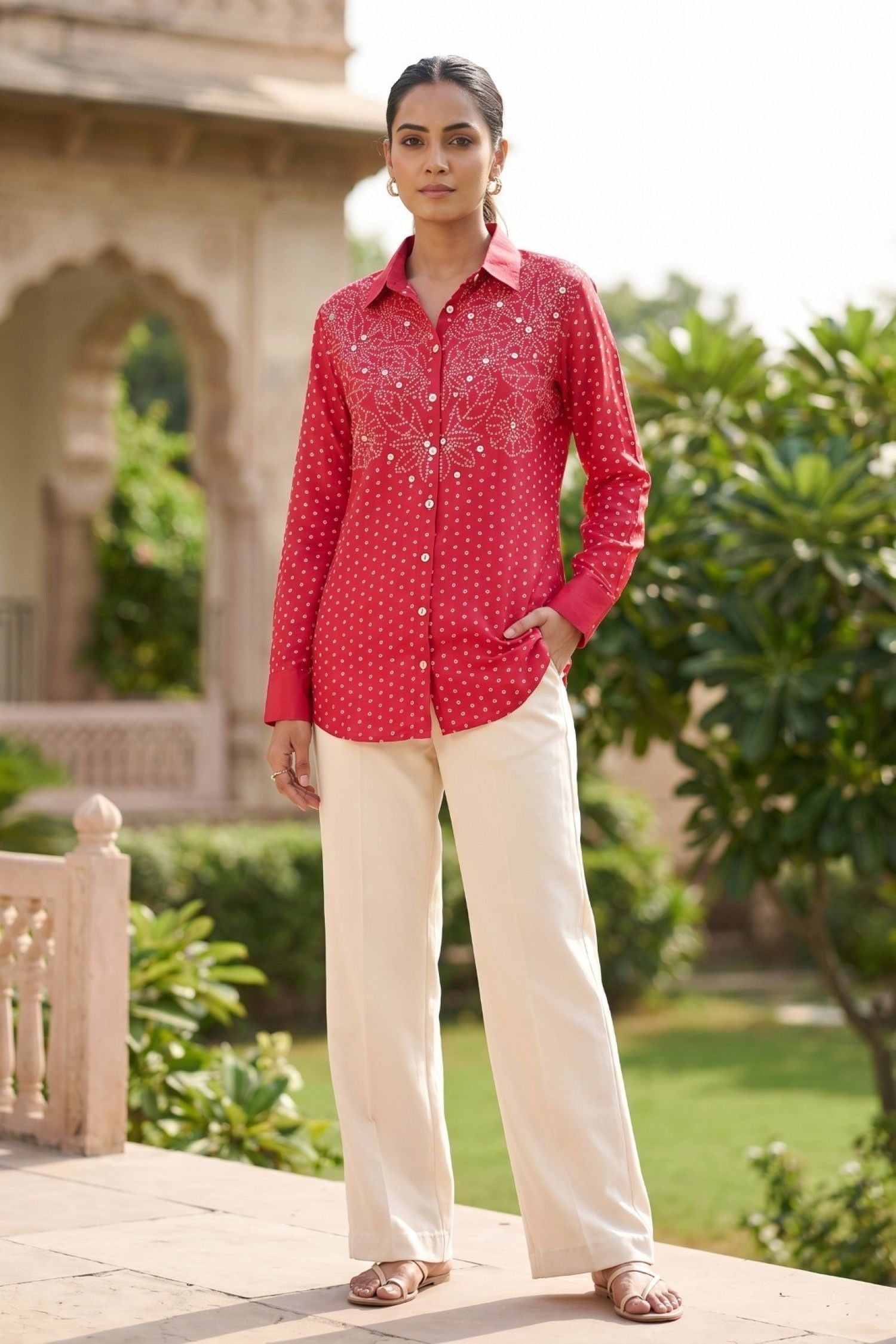 Rani Pink Bhandhi Crepe Shirt