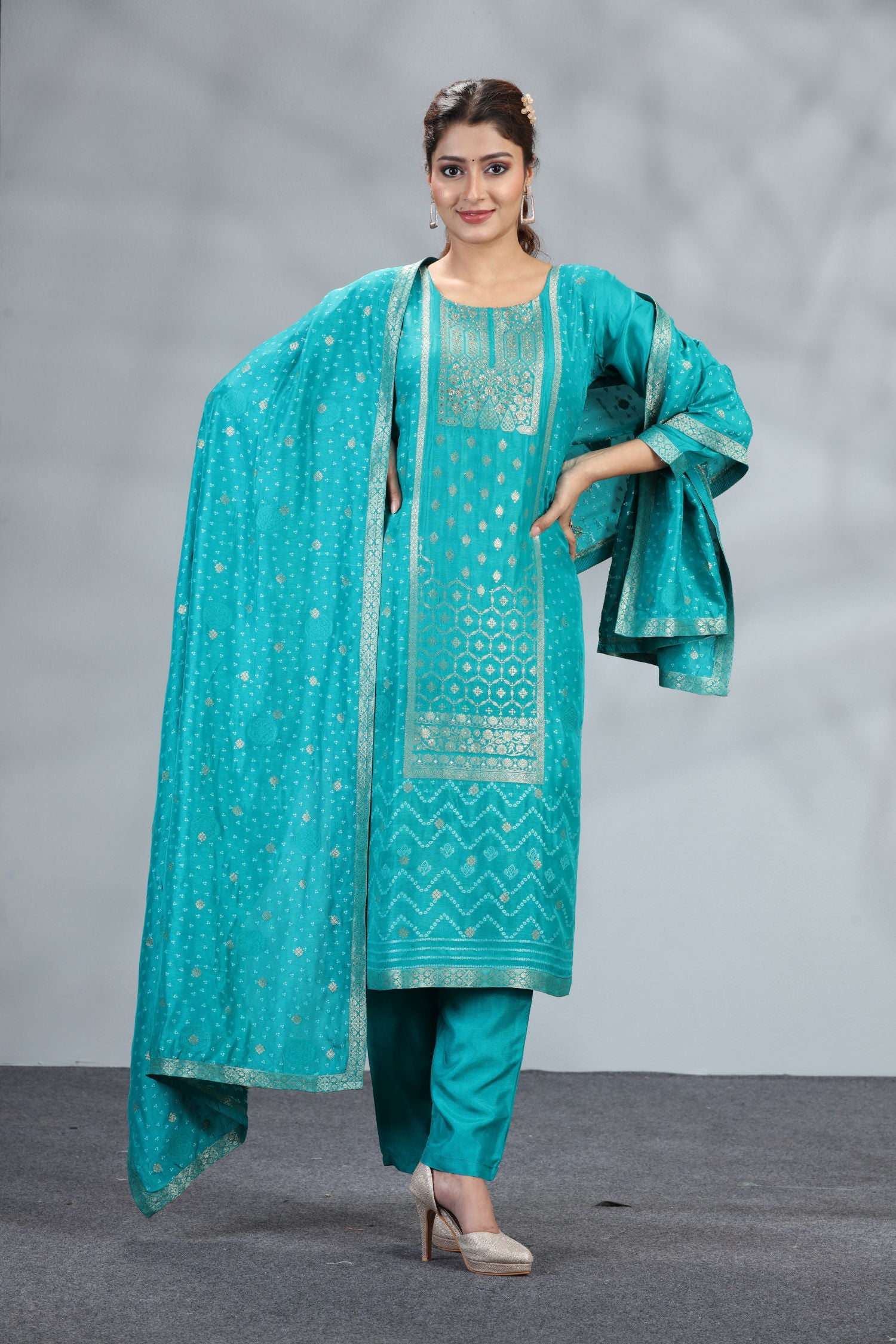 Majesty Silk Three Piece Kurta Set