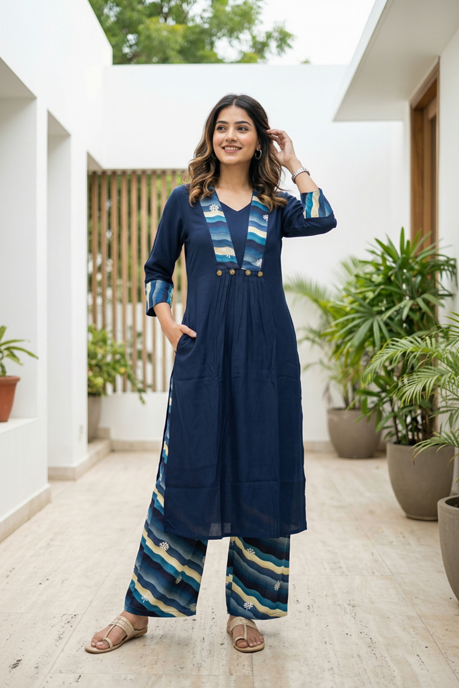 Blue Printed Cotton Co-ord Set