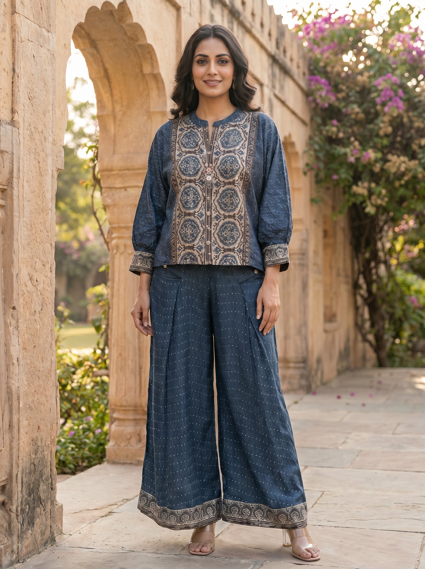 Blue Abstract Print Co-ord Set
