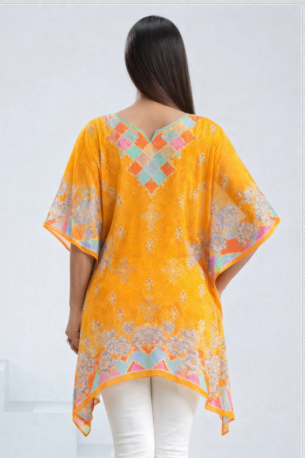 Multicolor Embroidered Short Kaftan
