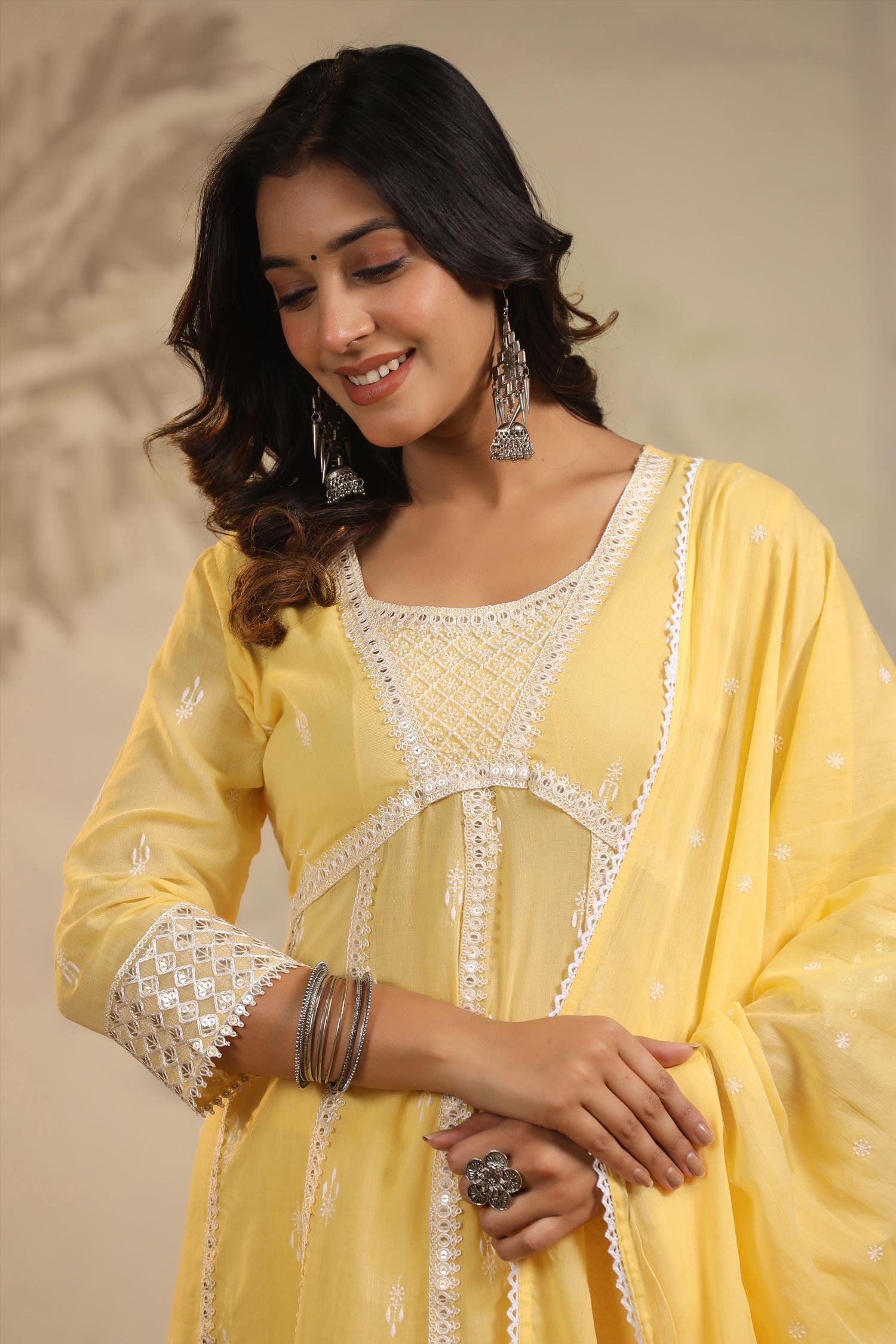 Freyaa Golden Glow A Yellow Cotton Three Piece Set
