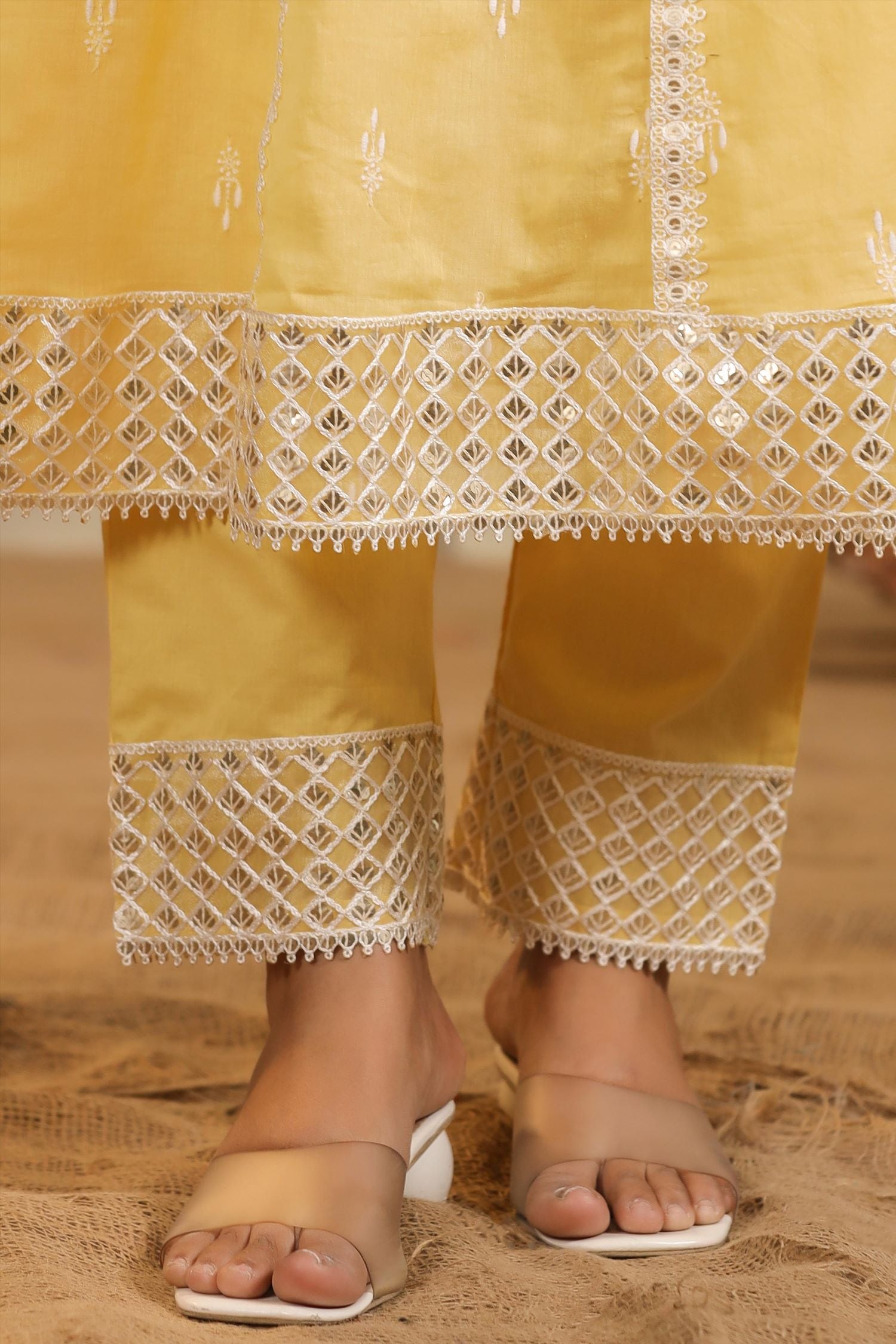 Freyaa Golden Glow A Yellow Cotton Three Piece Set
