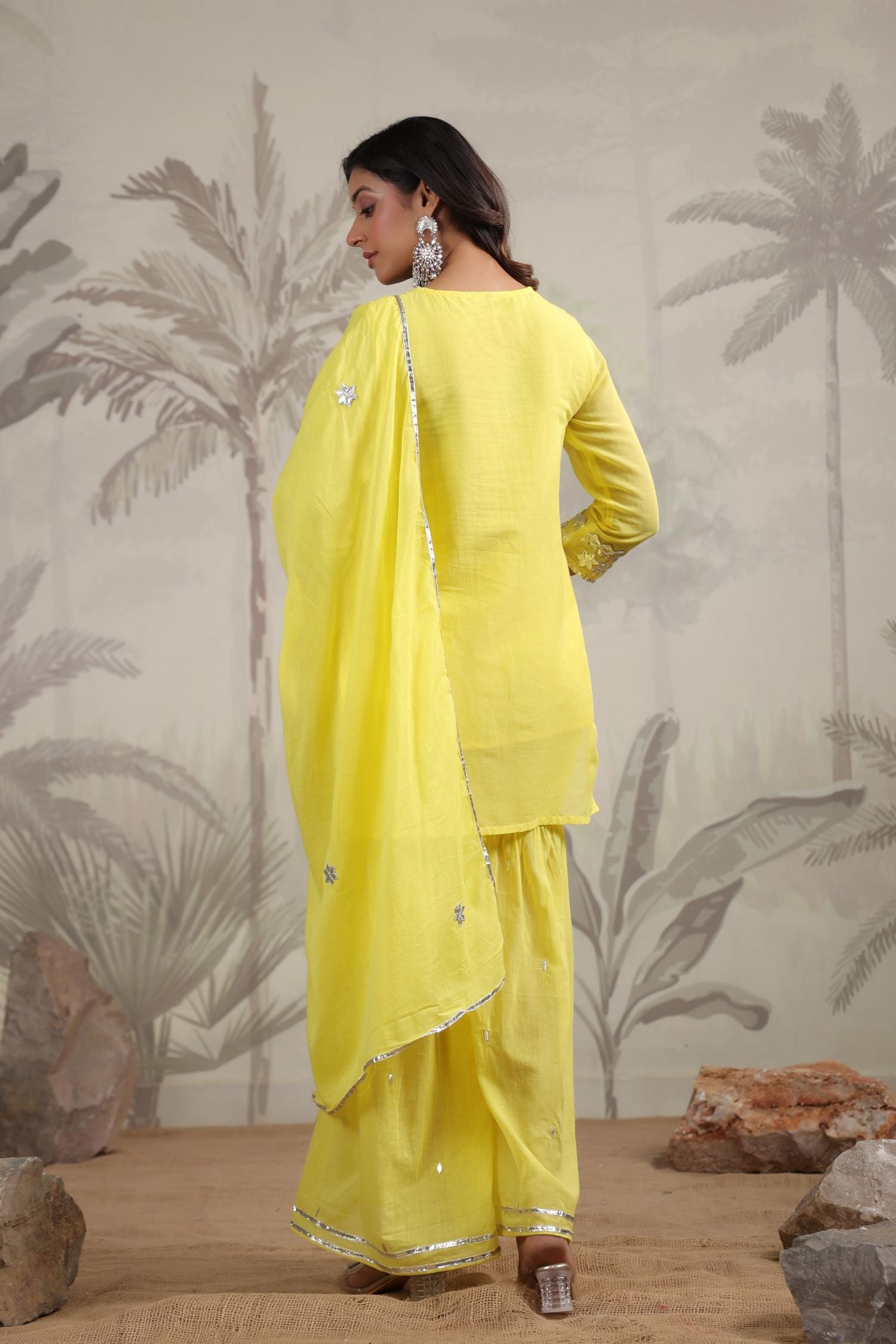 Radiant Glow Beautifully Embroidered Yellow Sharara