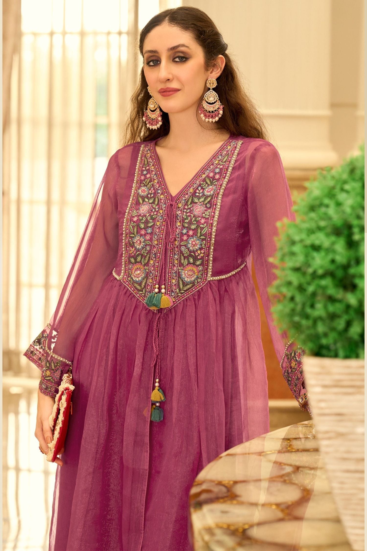 Signature Pure Organza Collection – Embroidered Perfection with Handcrafted Charm (Pink)