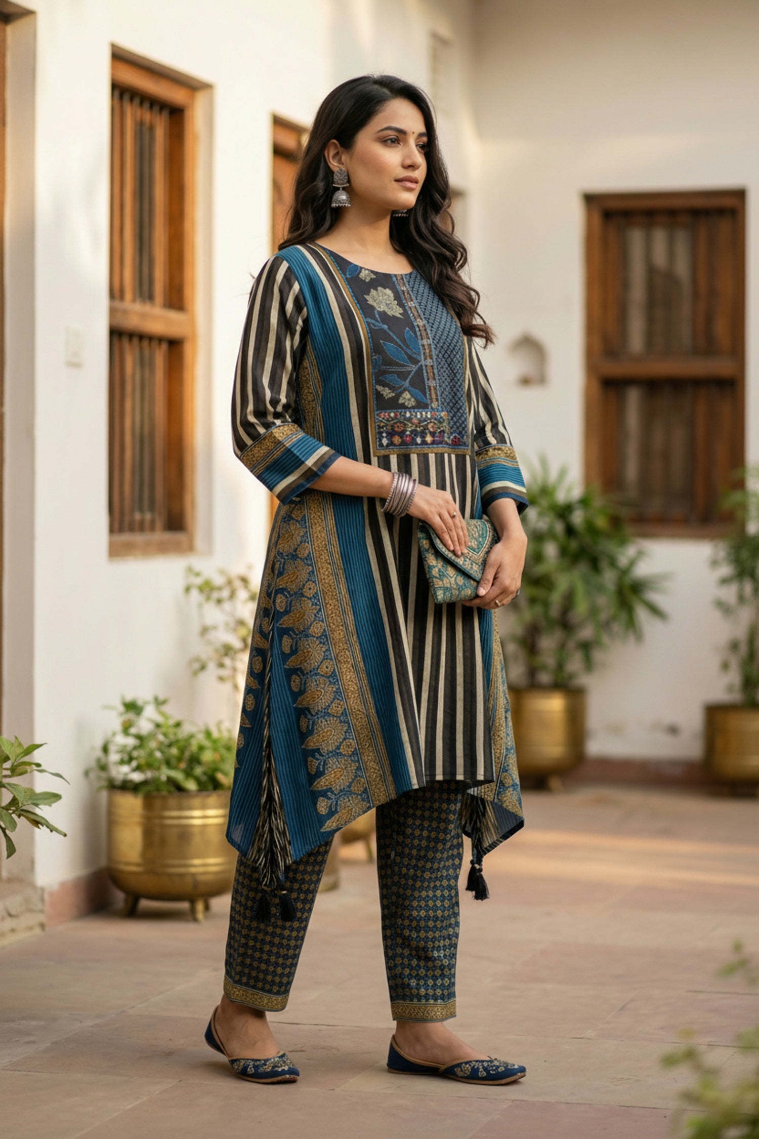 Aqua Elegance Embroidered Viscose Cord Set