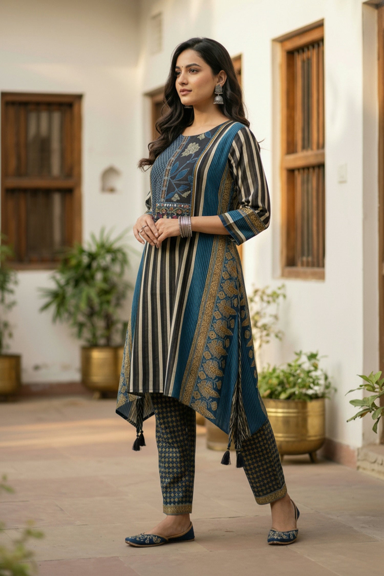 Aqua Elegance Embroidered Viscose Cord Set