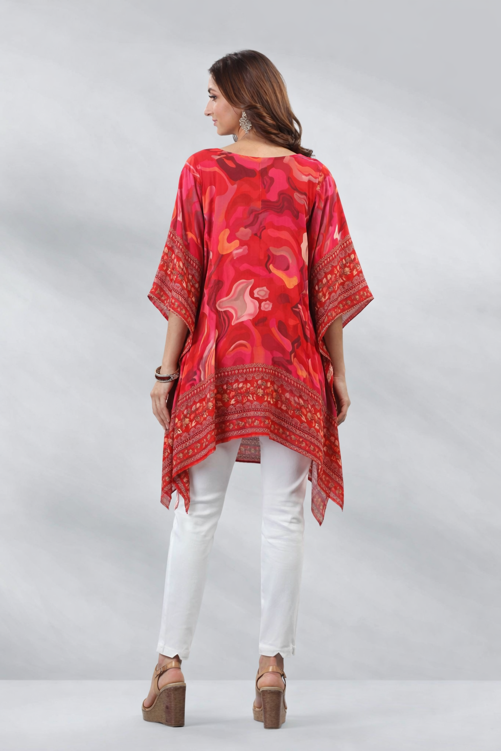 Abstract Printed Short Kaftan