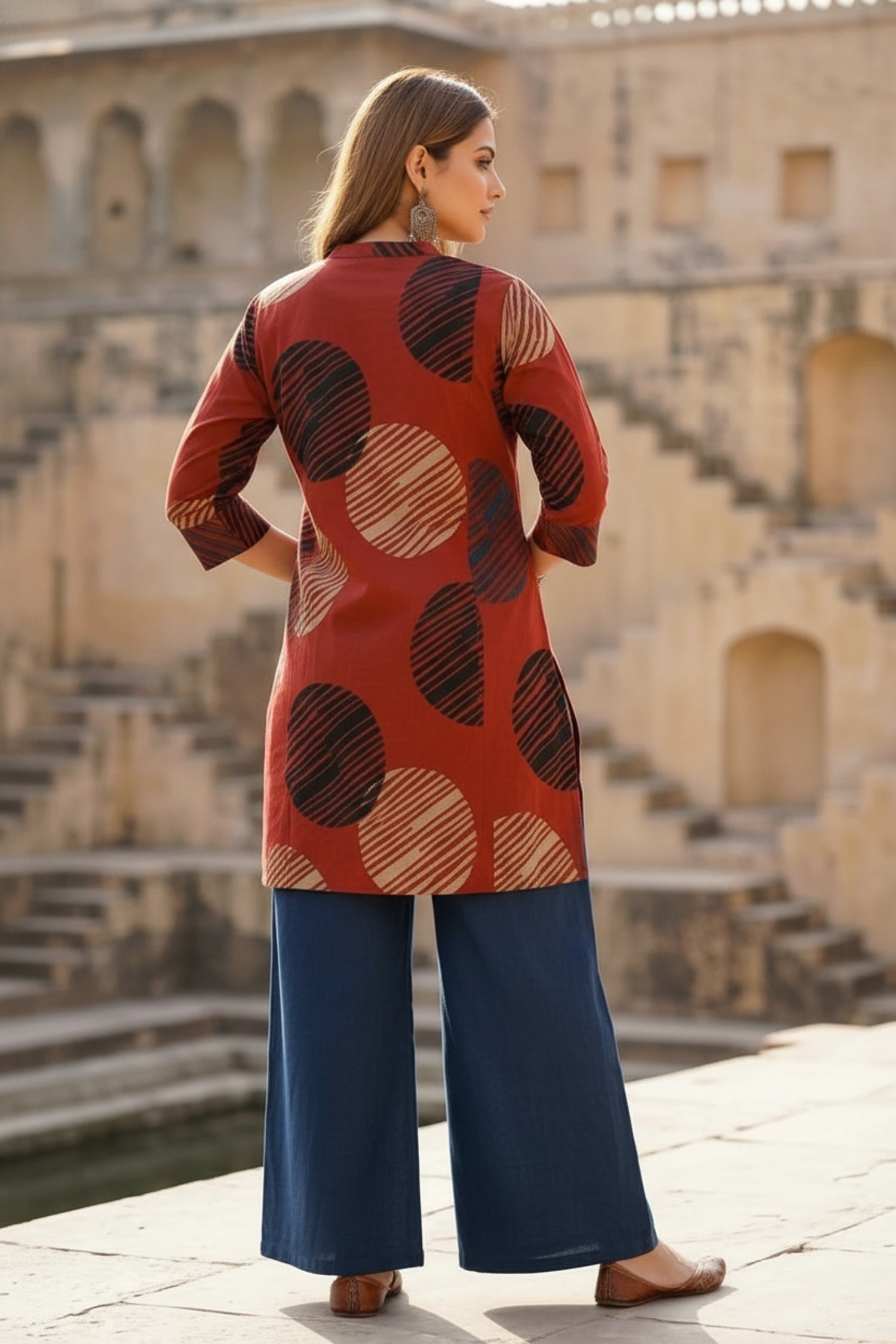 Red Cotton Printed Summer Top