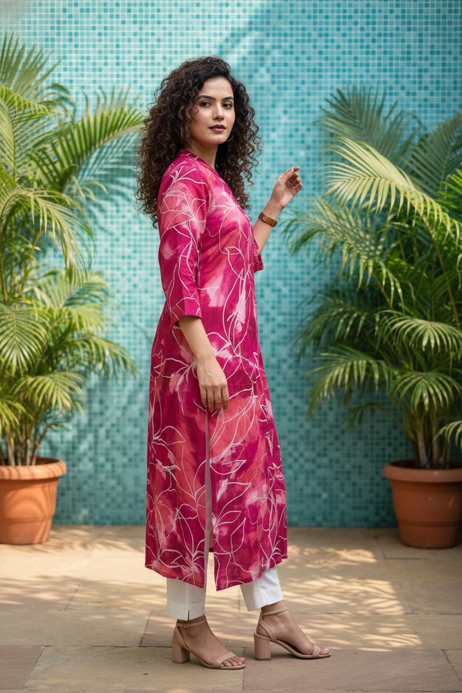Rani Printed Mul Cotton Long Kurta