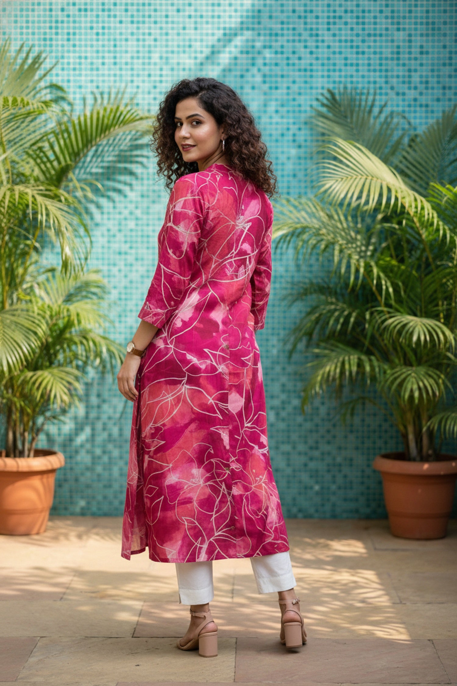 Rani Printed Mul Cotton Long Kurta