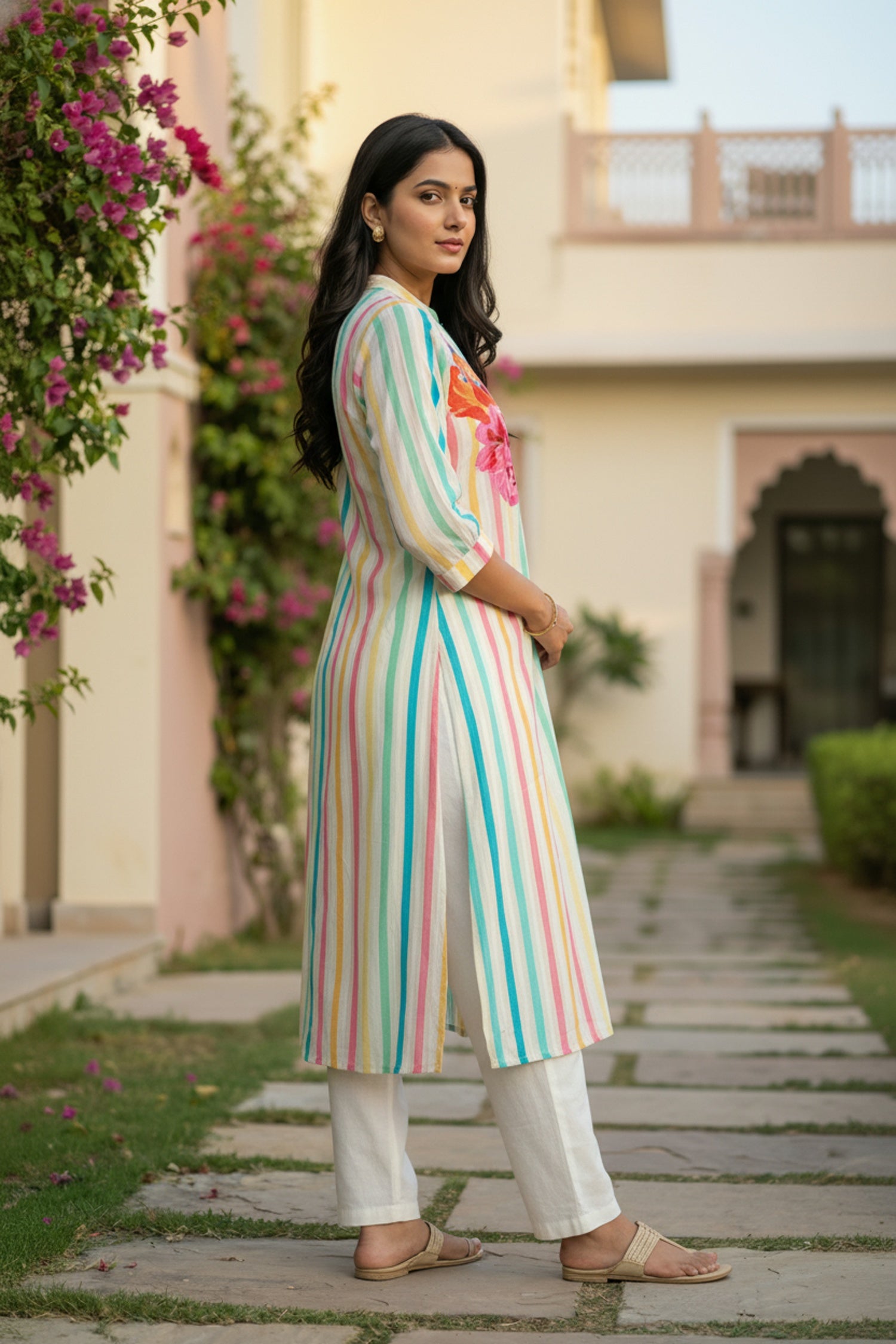 Multicolor Cotton Co-ord Set with Print Work