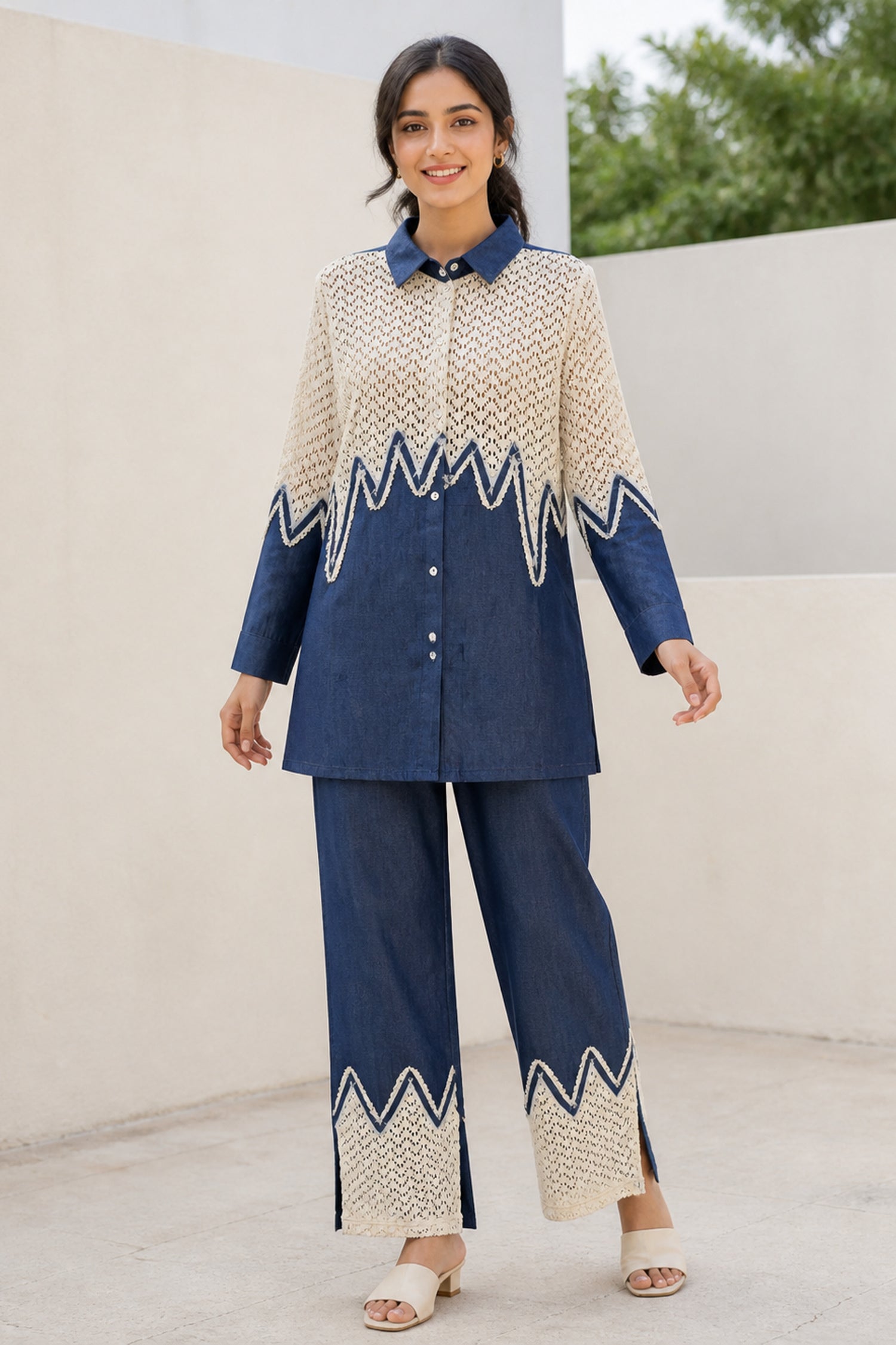 Denim Embroidered Stylish Co-Ord Set