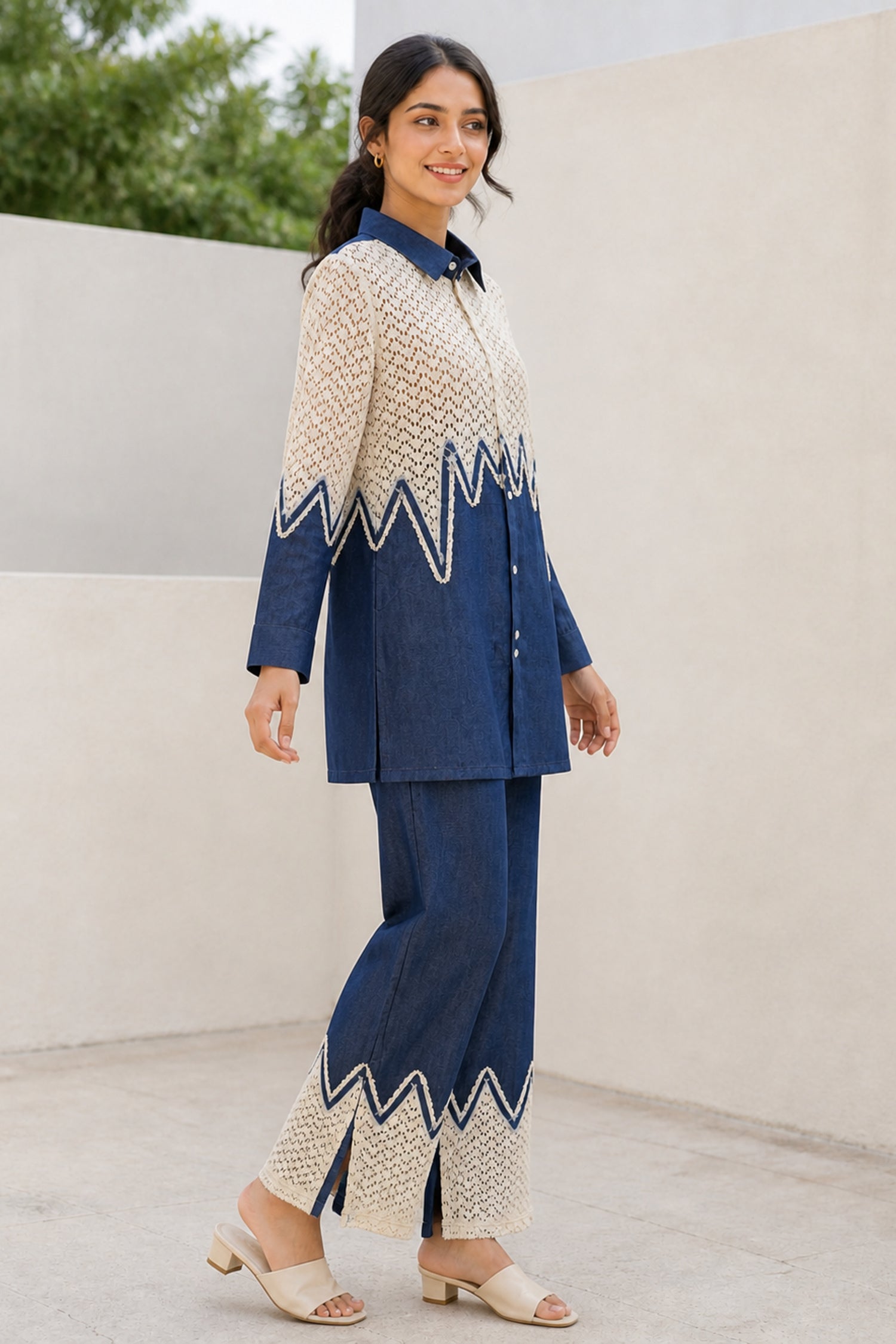 Denim Embroidered Stylish Co-Ord Set