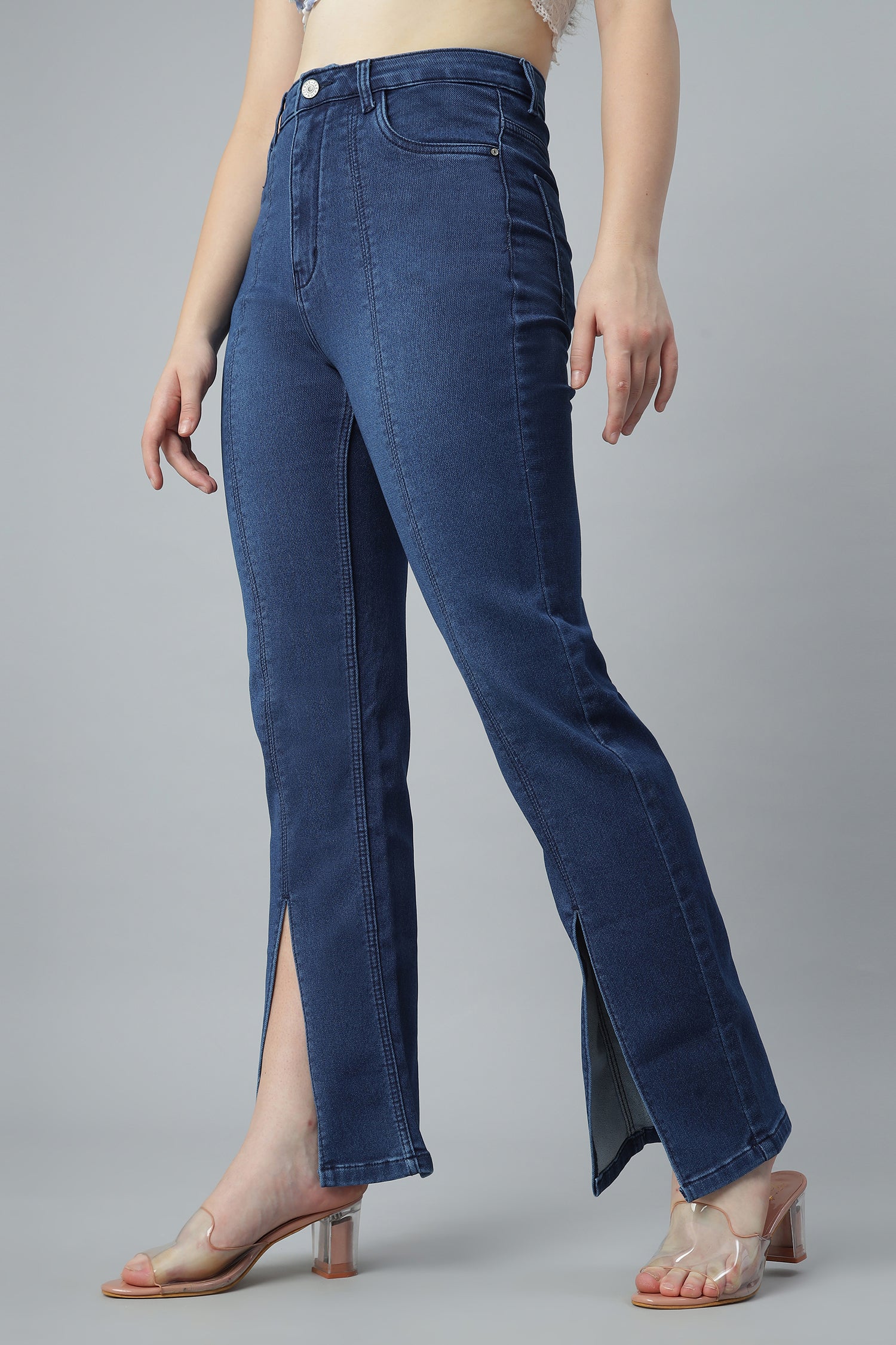 Side Slit Blue Denim