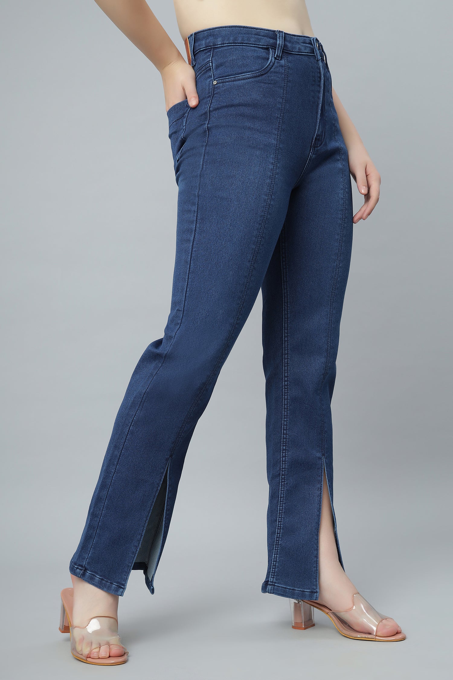 Side Slit Blue Denim