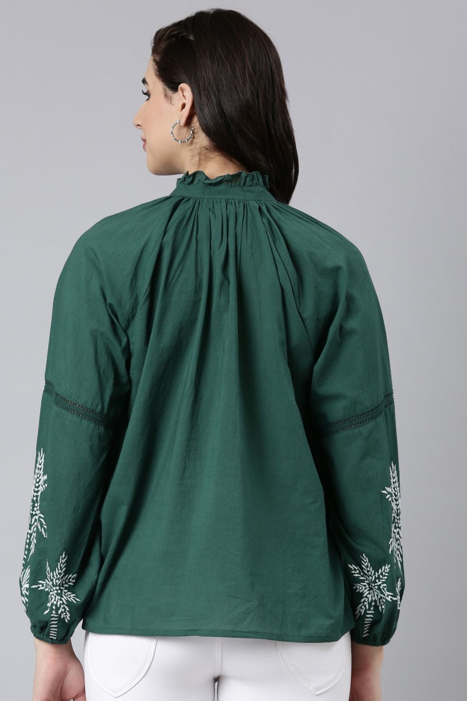 Dark Green Allure Top with Stunning Detailing