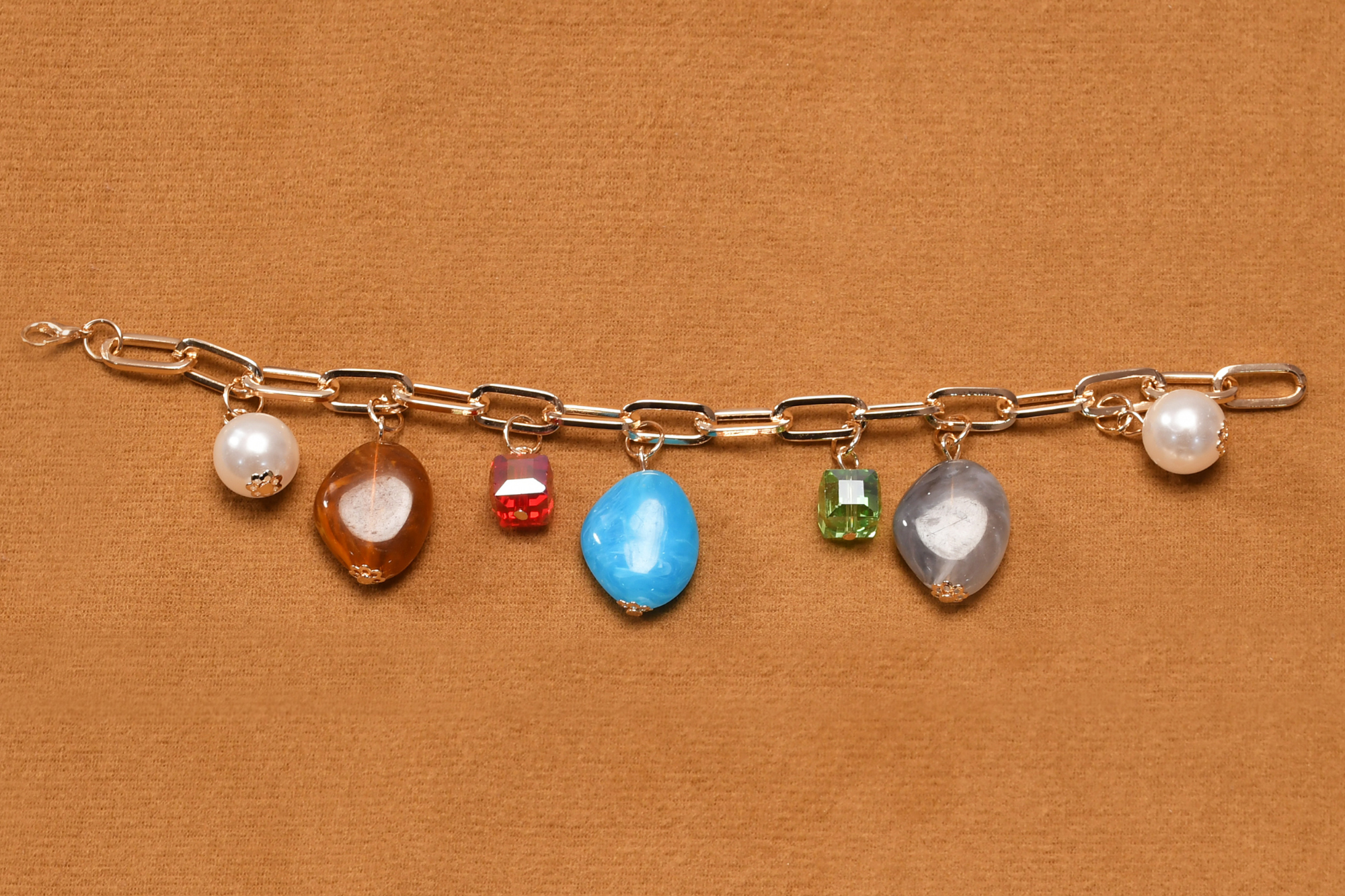 Multi Colour Gold Chain Bracelet- Freyaa