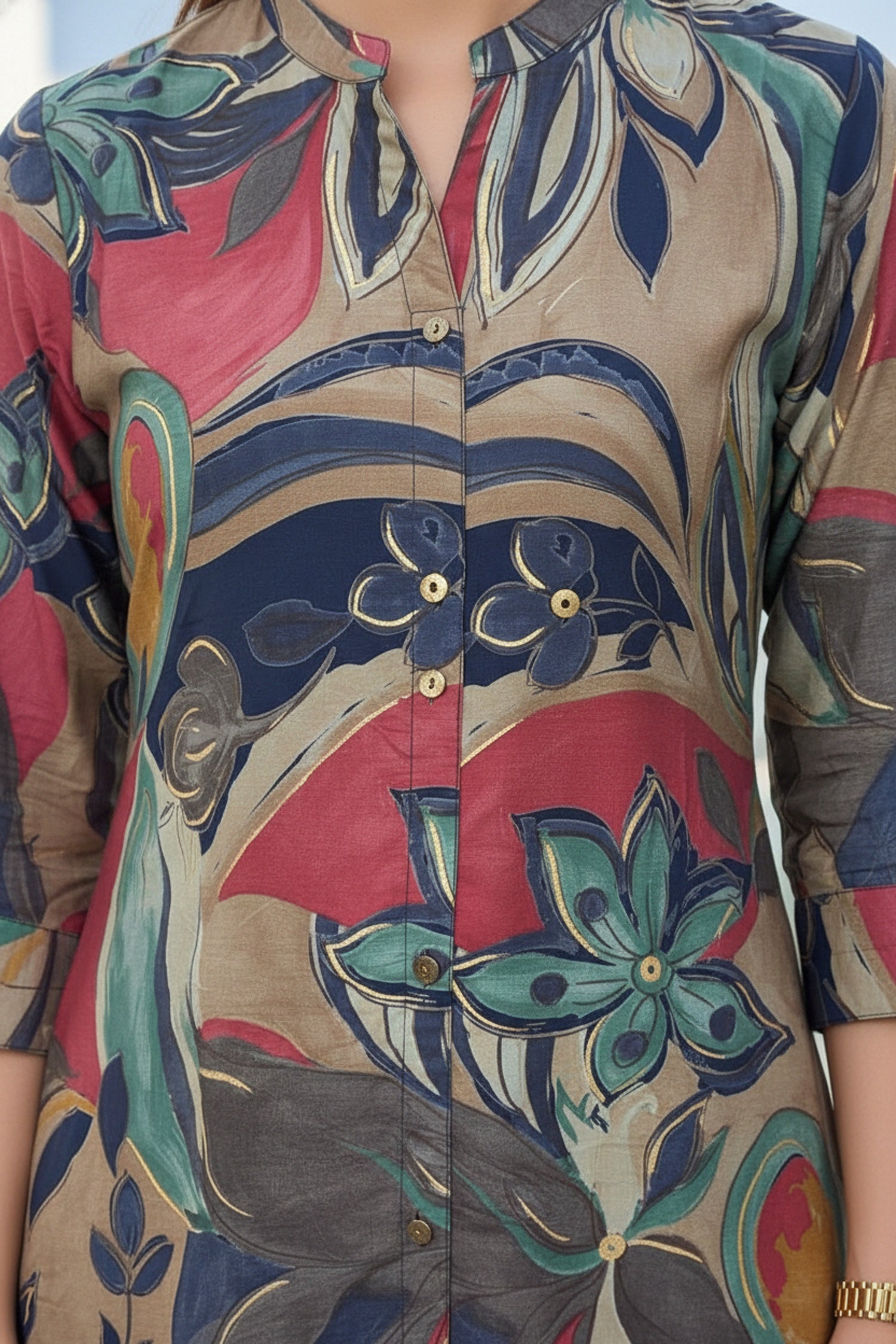 Multicolor Fiesta Bold Pattern Cotton Kurti