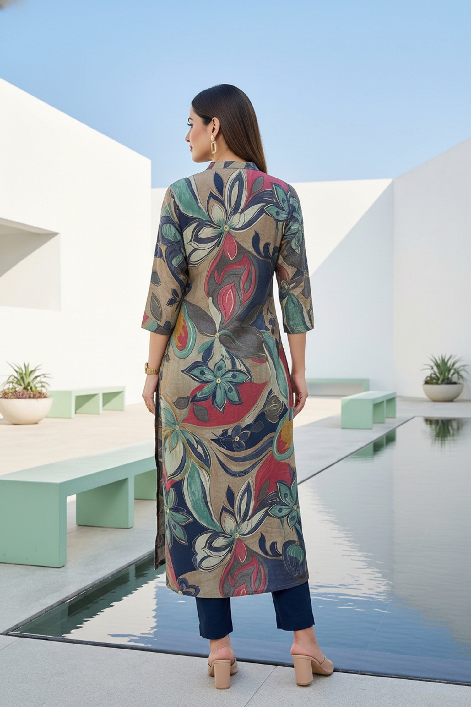 Multicolor Fiesta Bold Pattern Cotton Kurti