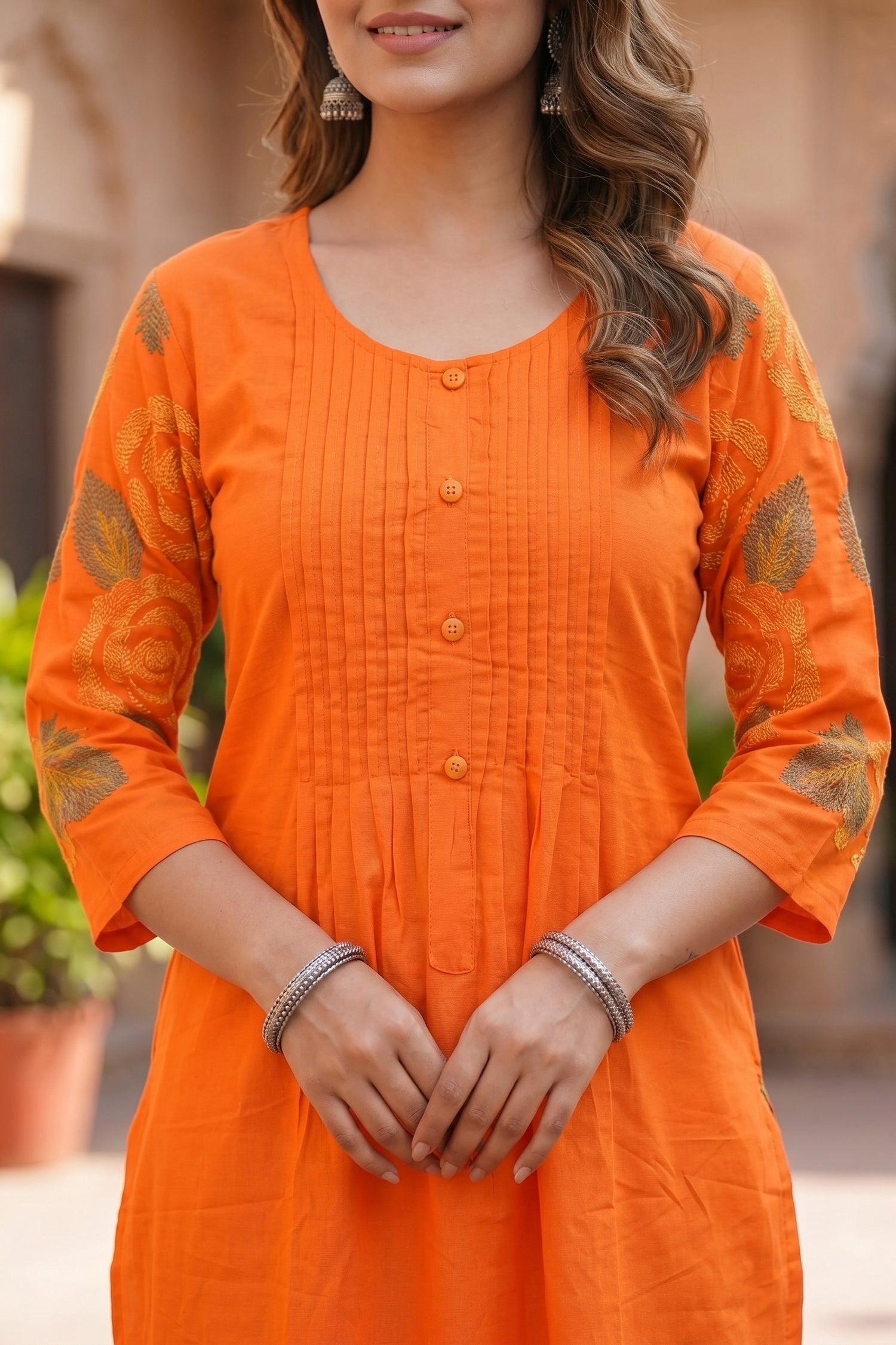 Modern Orange Cotton Style Co-ord Set