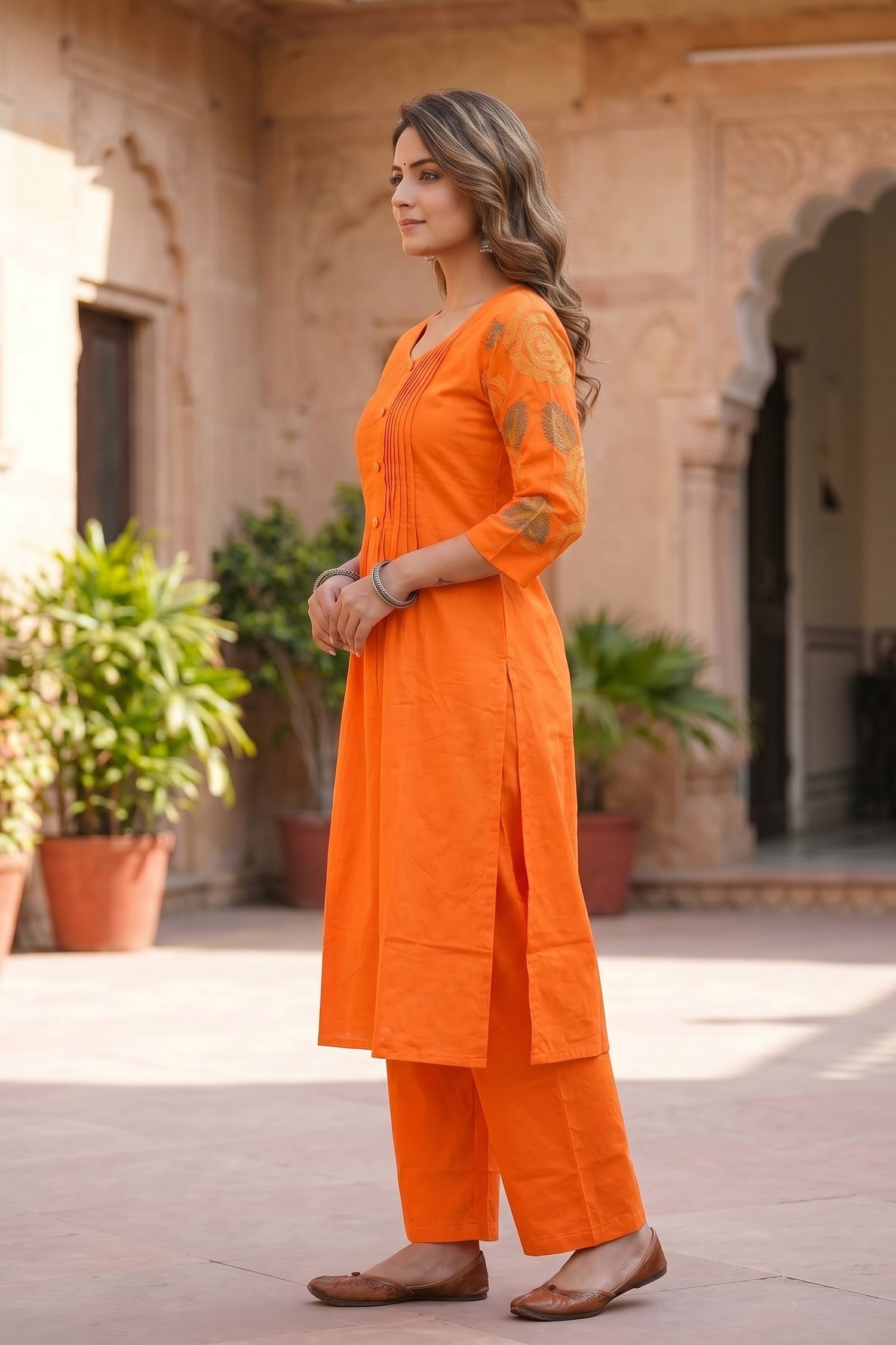 Modern Orange Cotton Style Co-ord Set