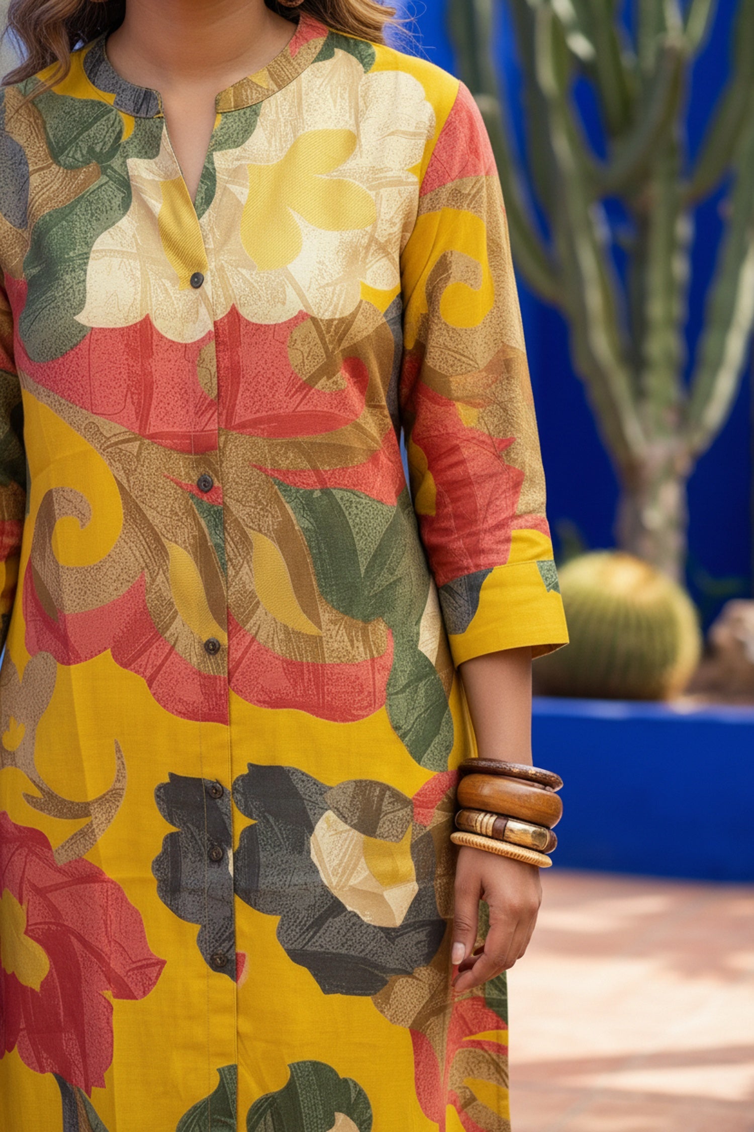 Classic Mustard Printed Cotton Kurti