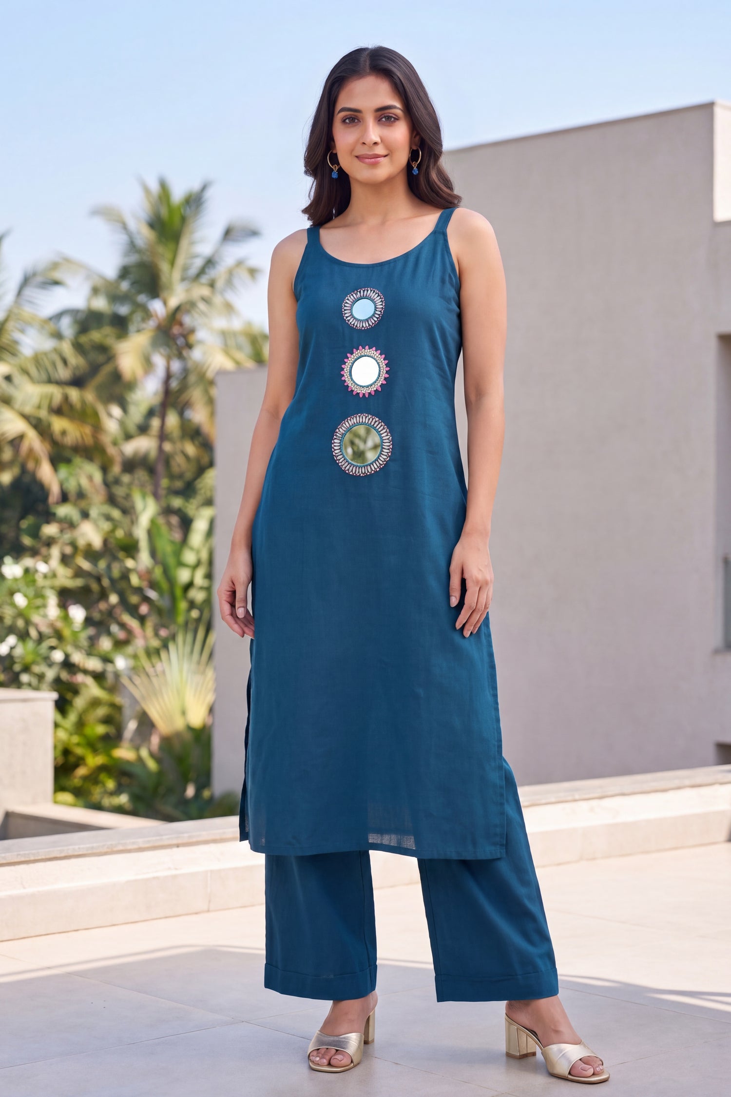 Noir Mirror Motif Teal CordSet