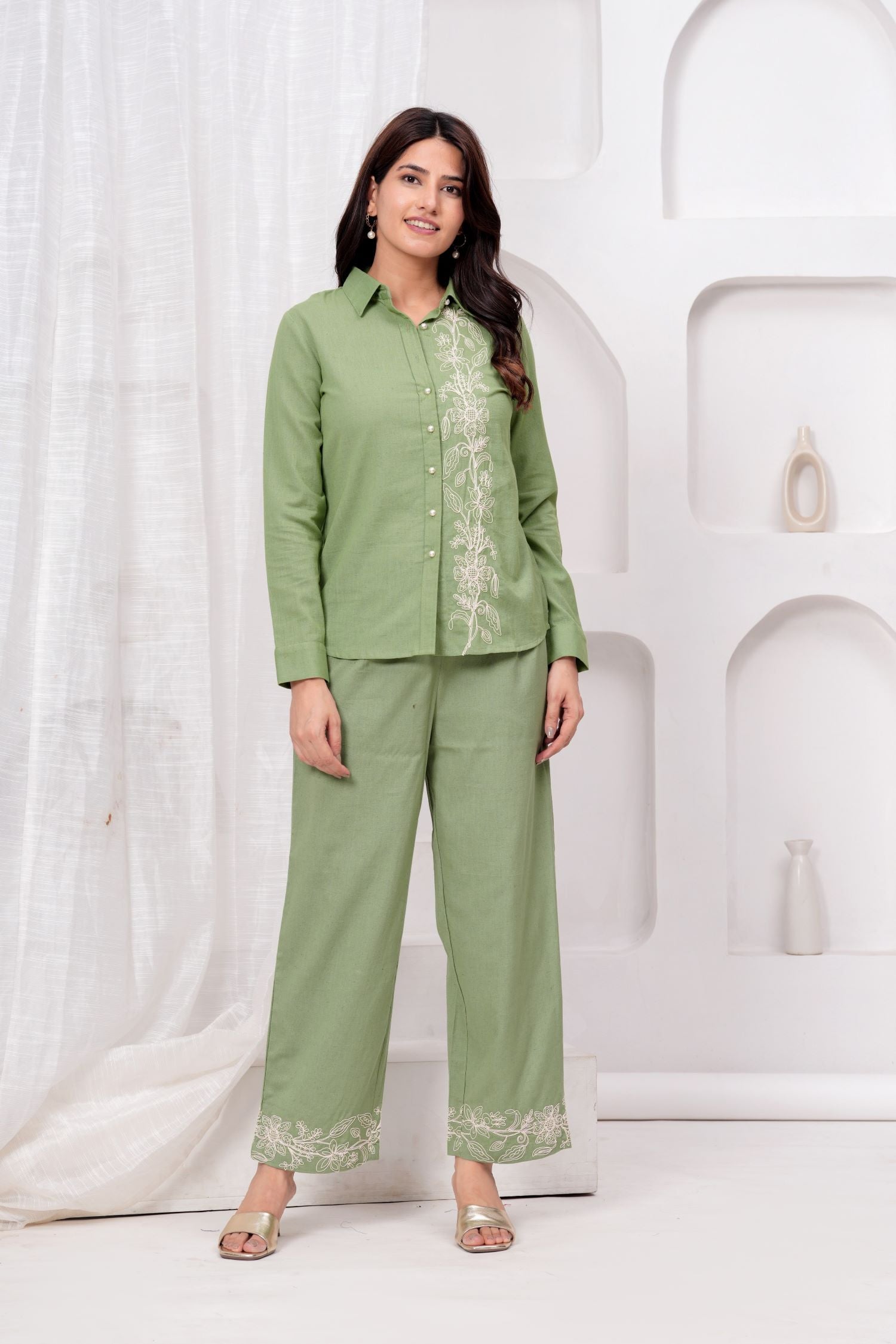 Vibrant Green Cord Set for Effortless Elegance