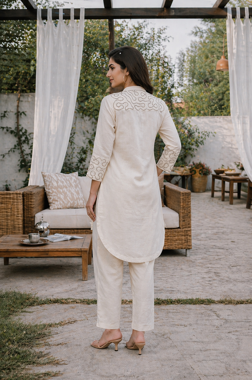 Khadi Embroidered Co-ord Set