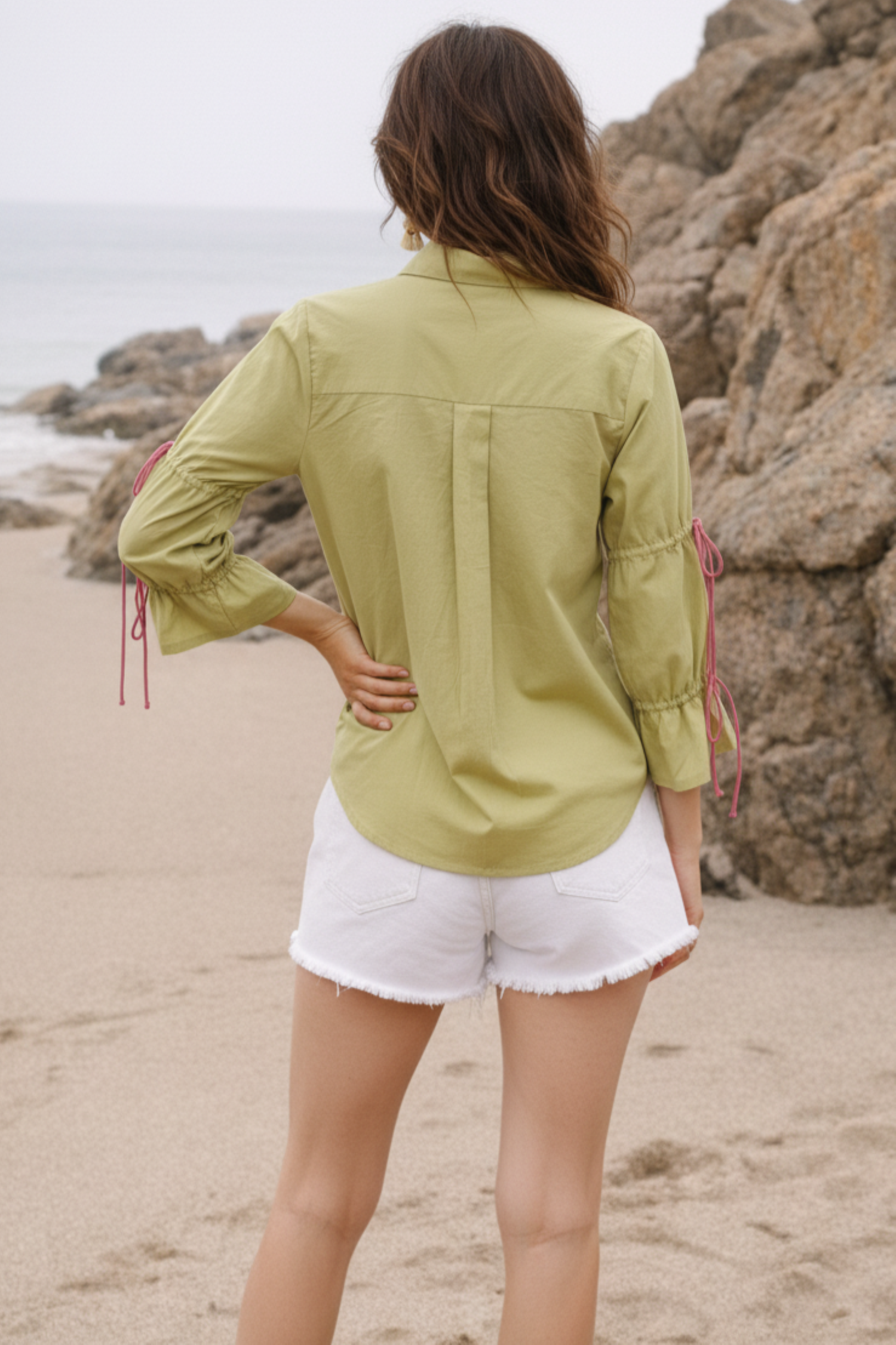 Relaxed Fit Printed Cotton Green Shirt.