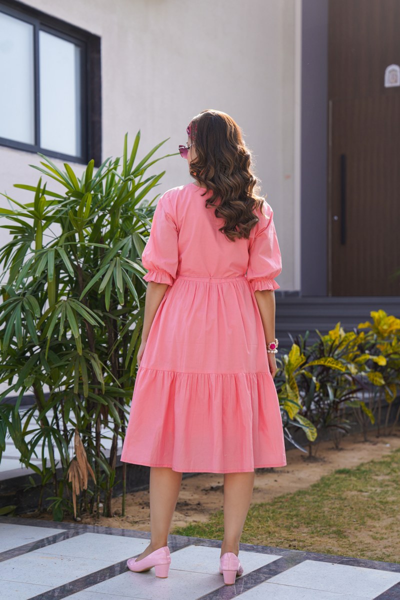 Charming Pink Tunic with Intricate Embroidery Handwork