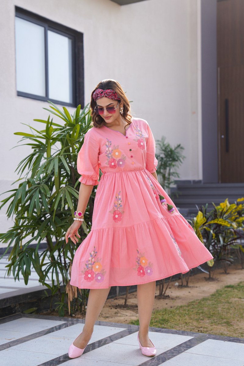 Charming Pink Tunic with Intricate Embroidery Handwork
